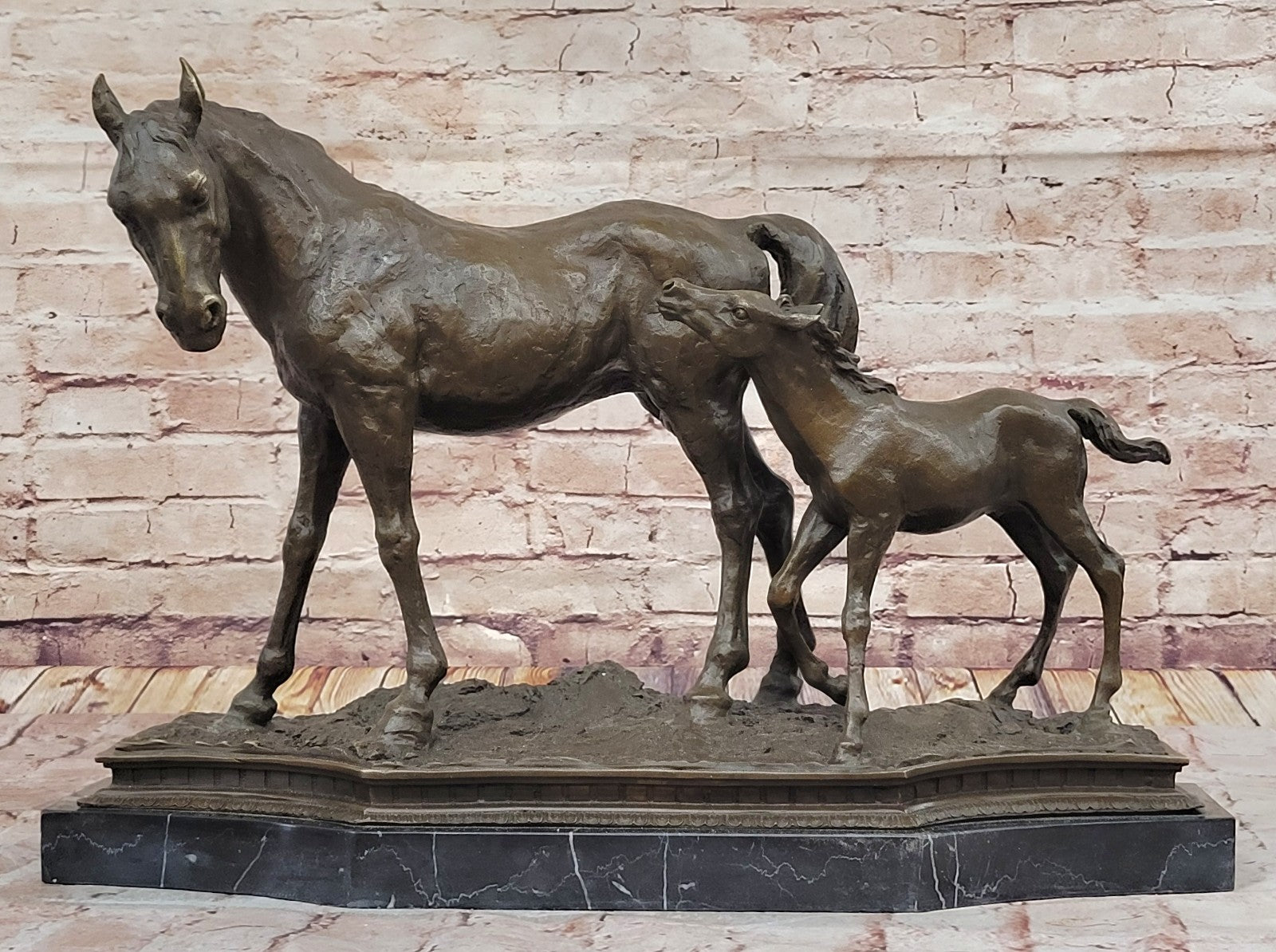 Very Heavy Bronze " Mare With Rearing Colt" By. French sculptor MILO Sculpture
