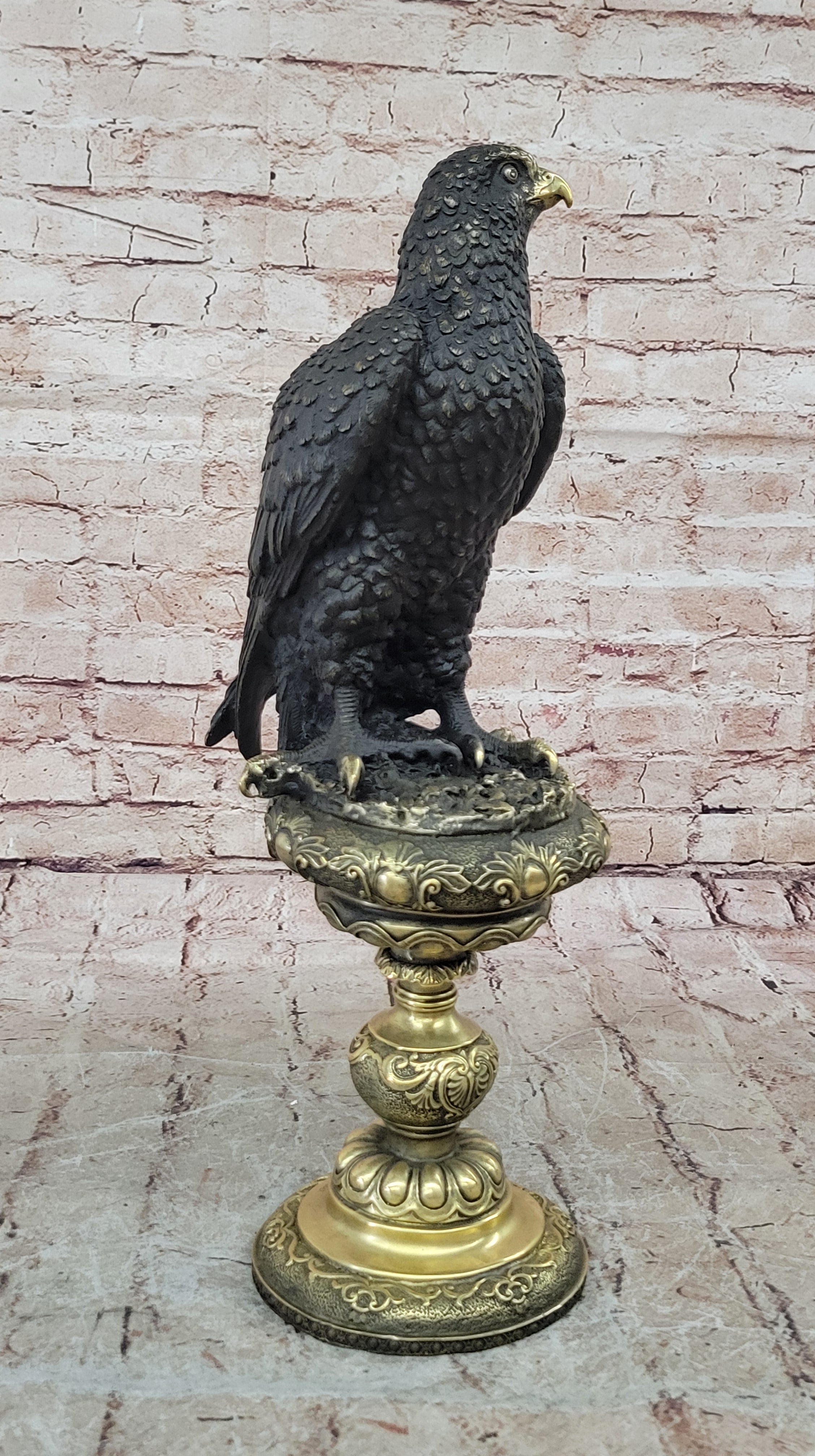Milo`s Animal Art: Large Original Bronze Eagle Sculpture - Home Office Decor