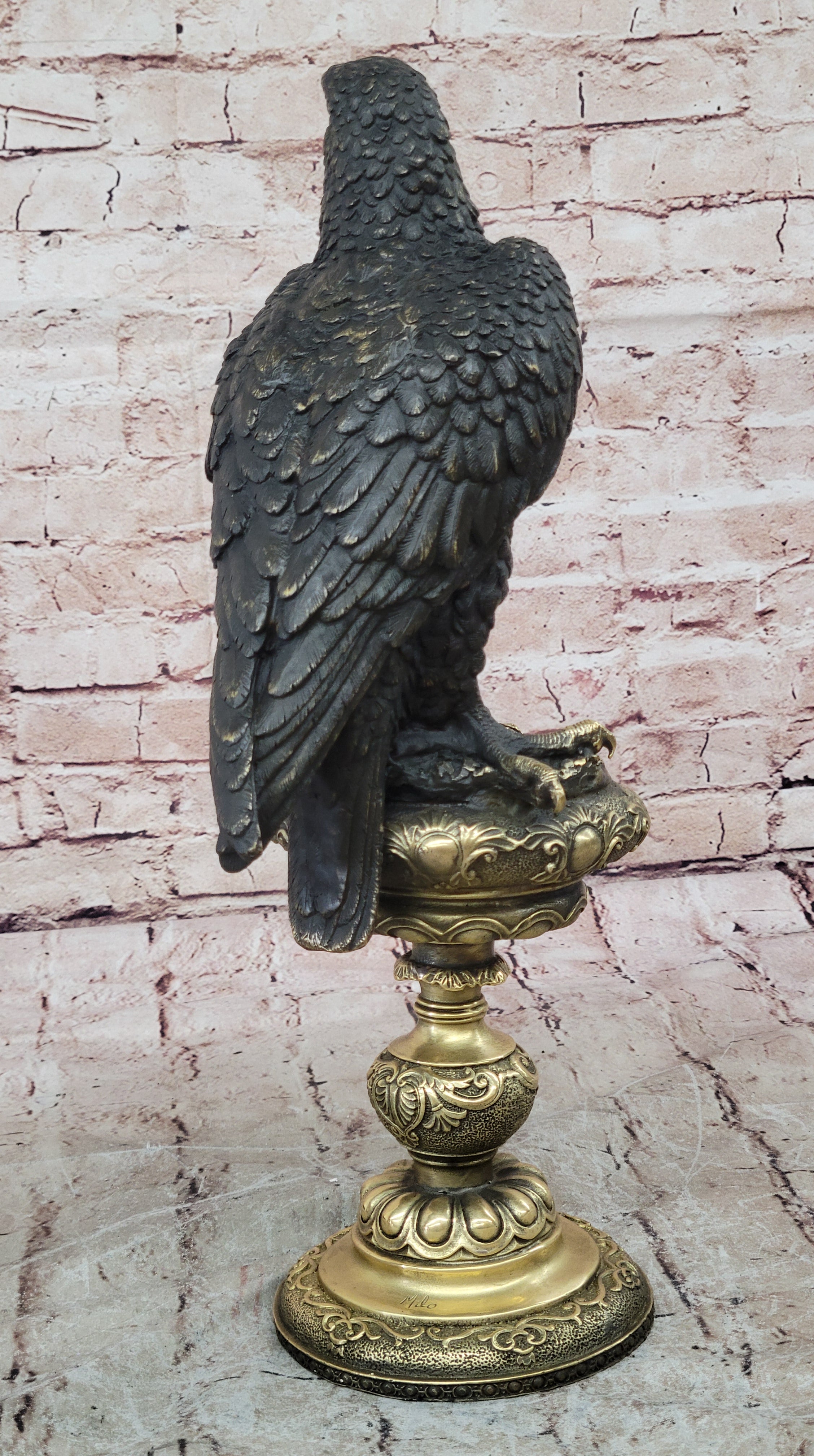 Milo`s Animal Art: Large Original Bronze Eagle Sculpture - Home Office Decor
