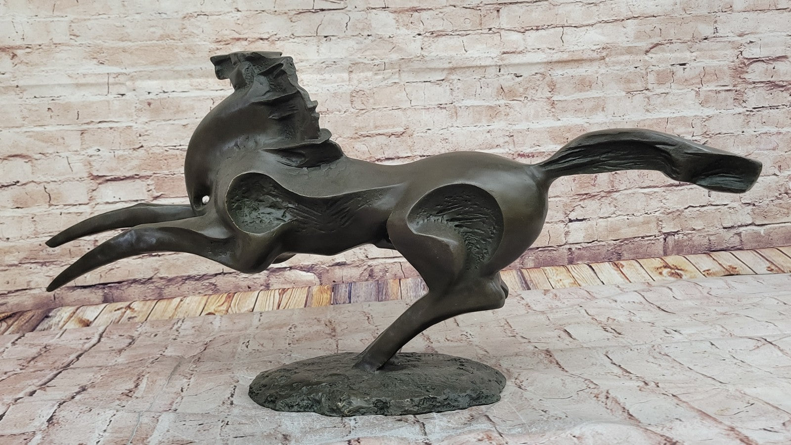 XL Signed Milo Horse Stallion Bronze Statue - Modern Mid Century Home Decor