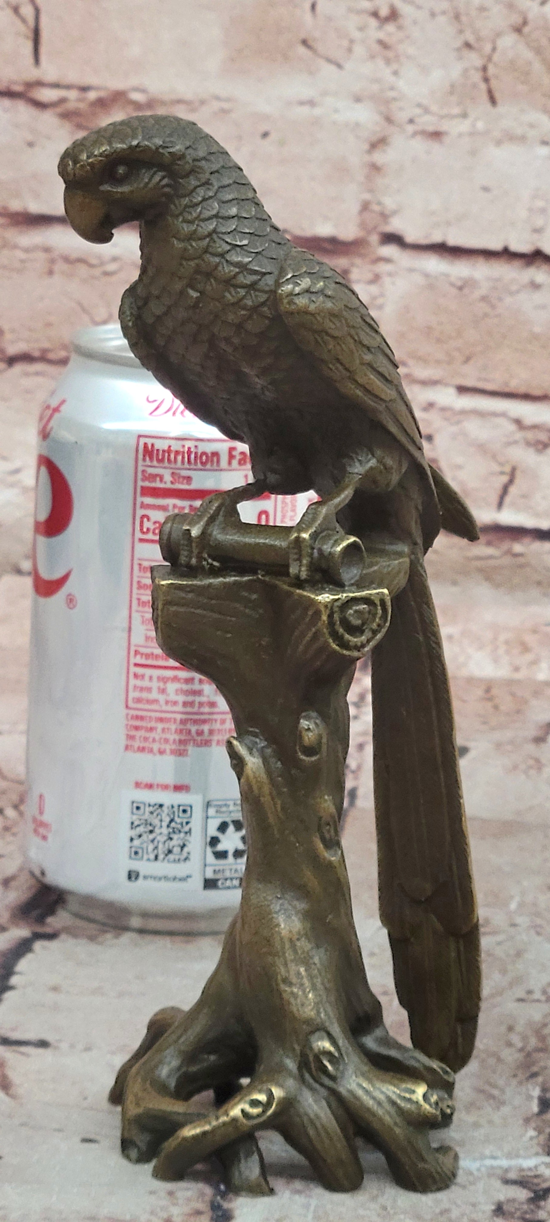 Signed Original Milo Bronze Parrot Bird Statue on Tree Branch Decor