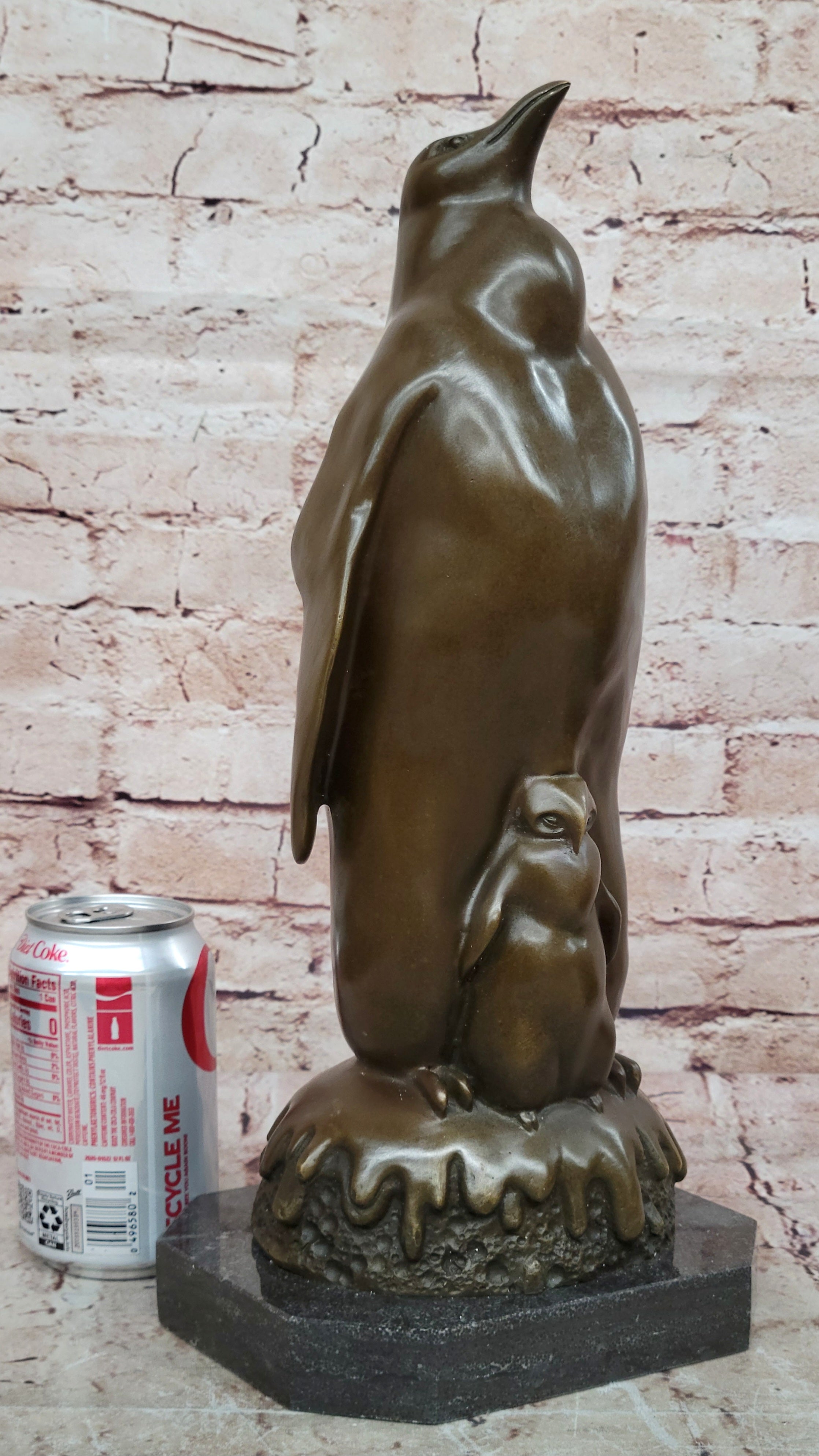 Handcrafted Detailed Penguin Family Abstract Modern Art Bird Bronze Sculpture