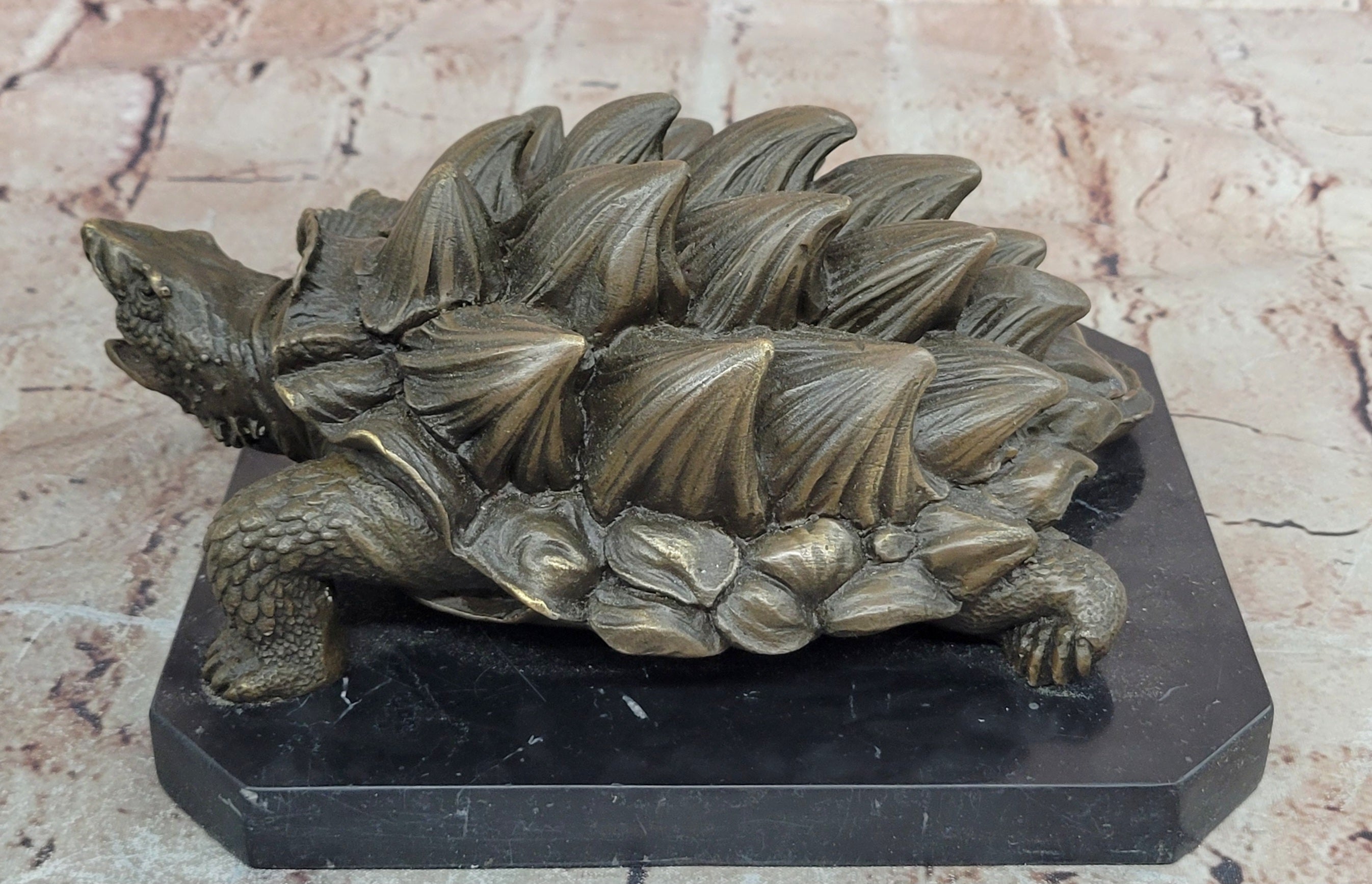 Handcrafted Milo Bronze Snapping Turtle Sculpture Detailed Hot Cast Artwork