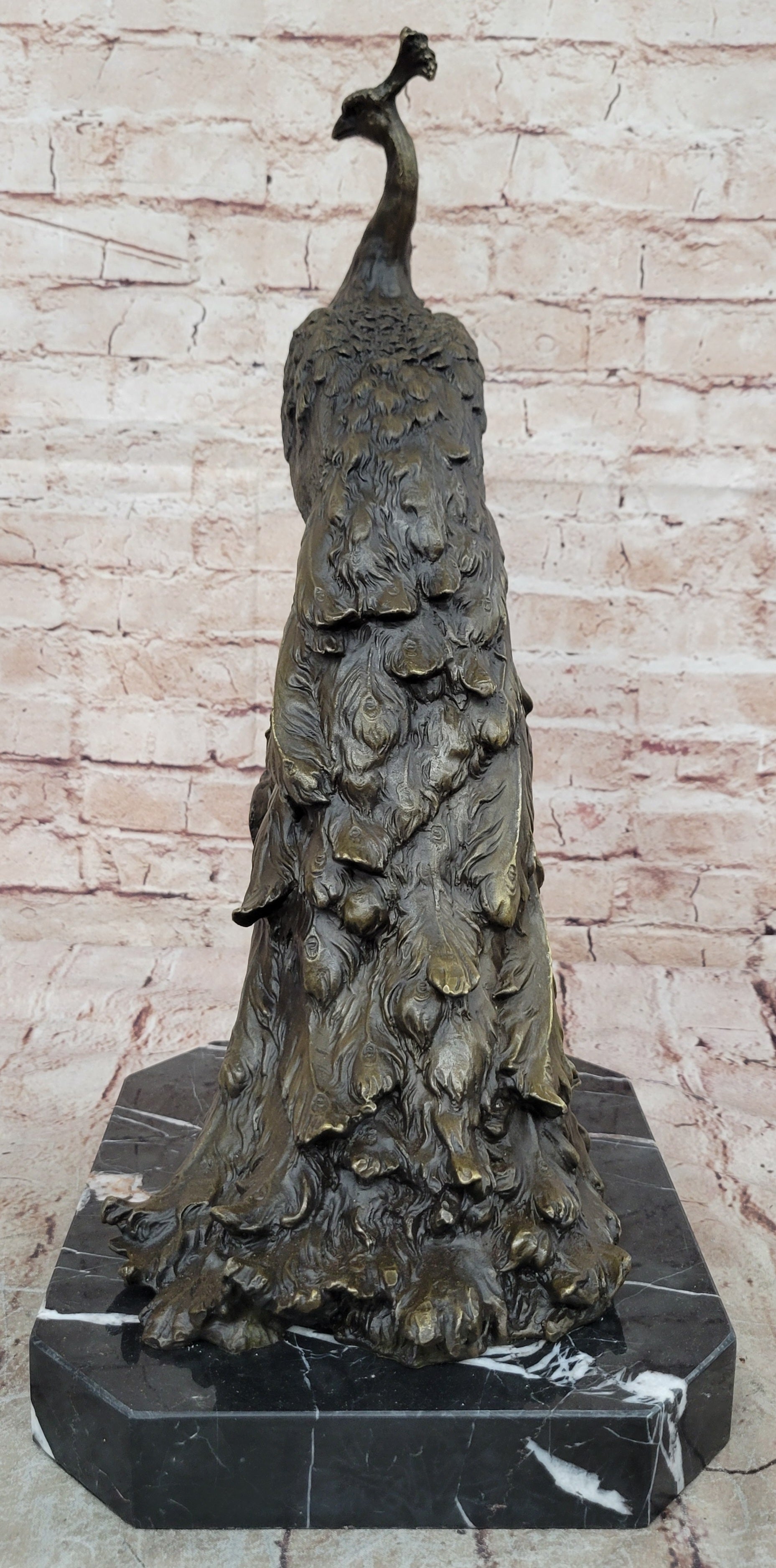 Hand Made Peacock Bird Bronze Sculpture Statue by Milo Museum Quality Figurine