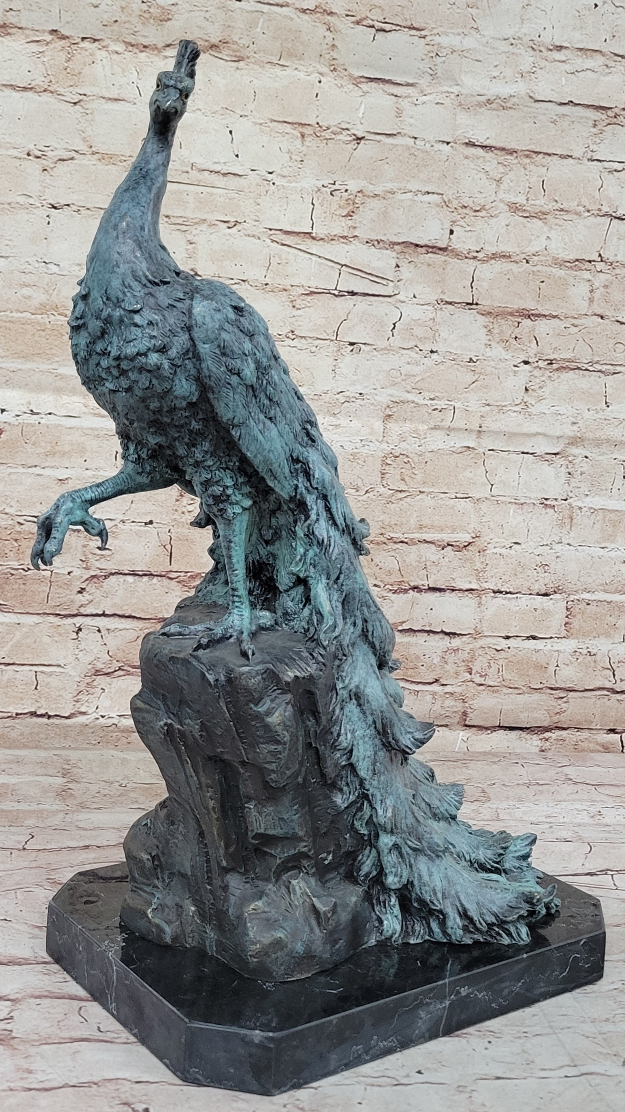 Art Deco Handcrafted Bronze Peacock Sculpture – Fine Detailed Figurine for Home & Office Décor | Limited-Time Sale