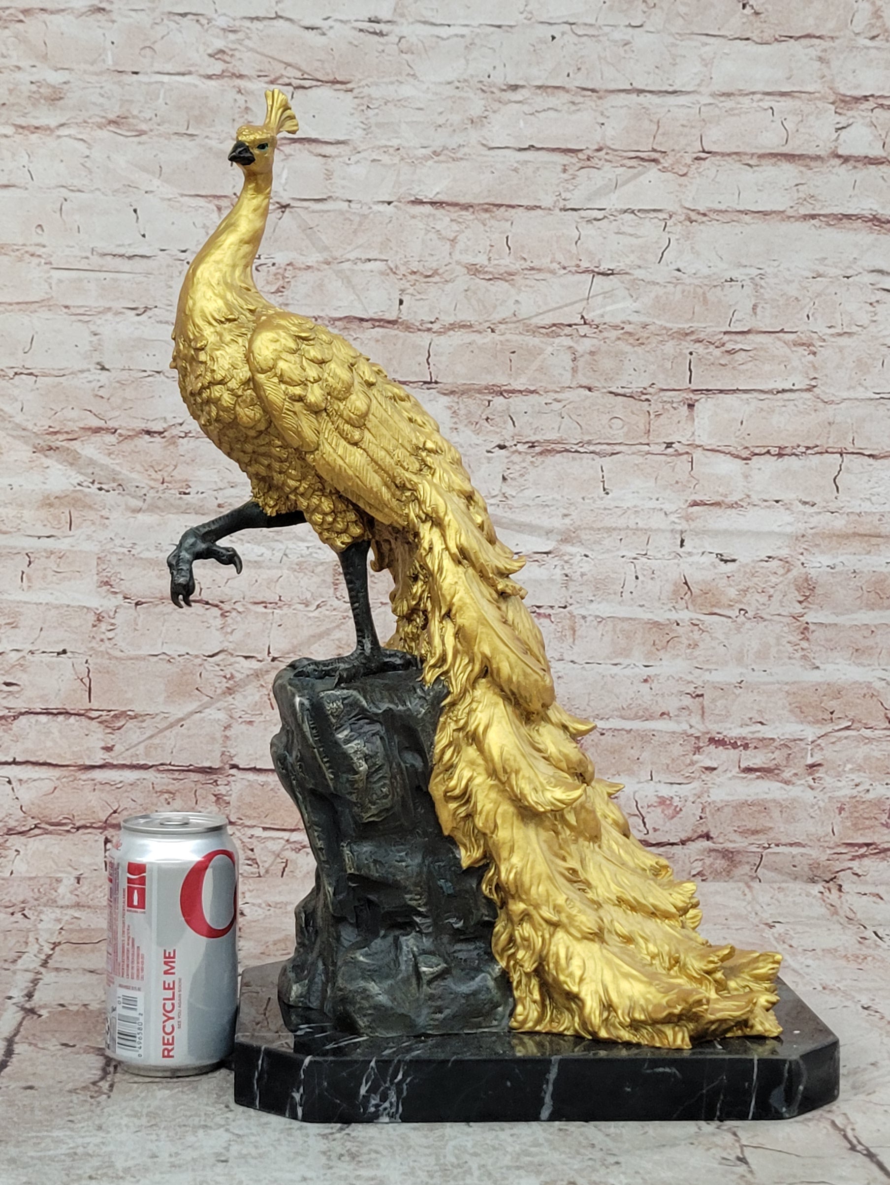 Bronze Peacock Centerpiece Sculpture Signed Milo Bird Statue Collectible Art