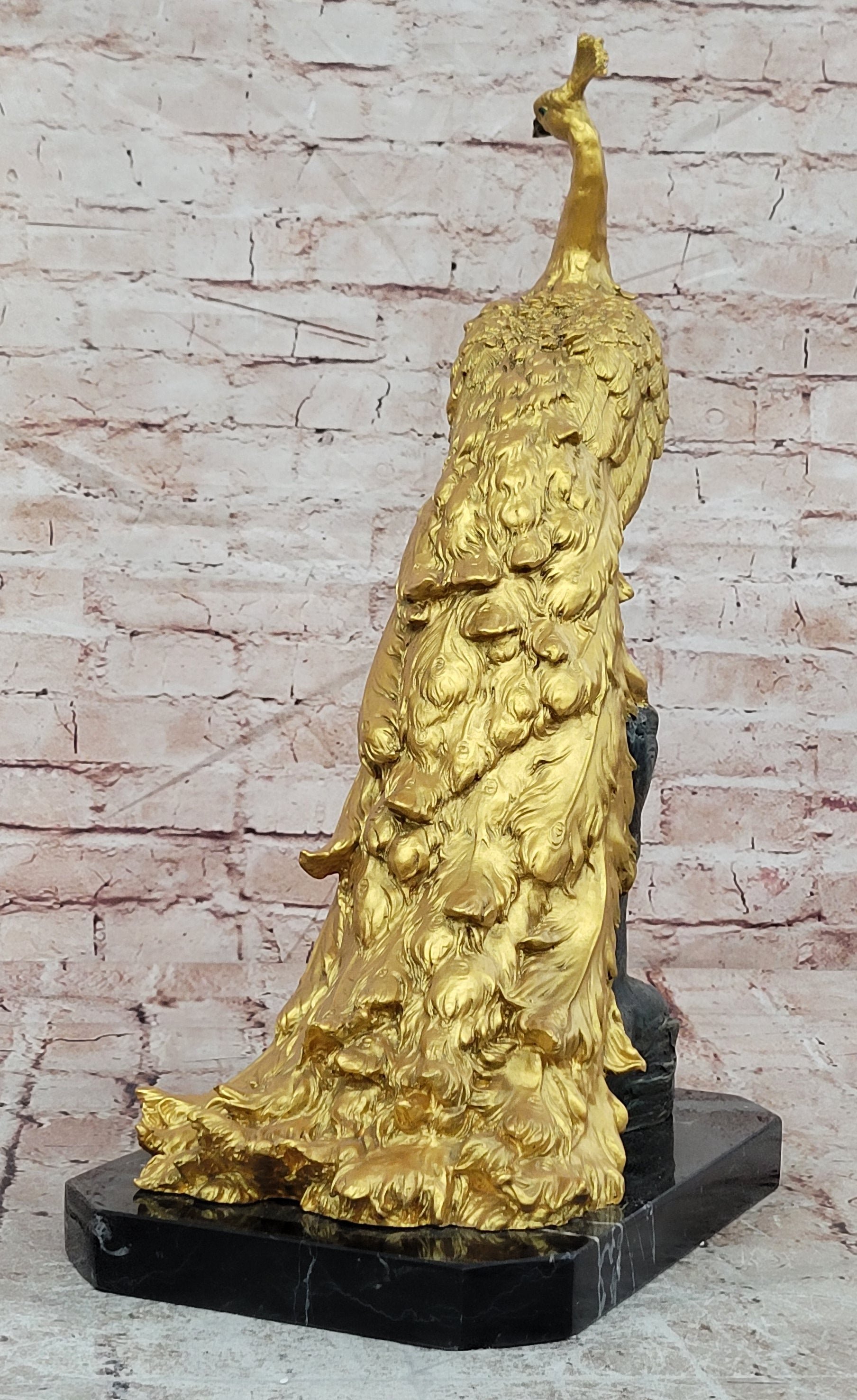 Bronze Peacock Centerpiece Sculpture Signed Milo Bird Statue Collectible Art