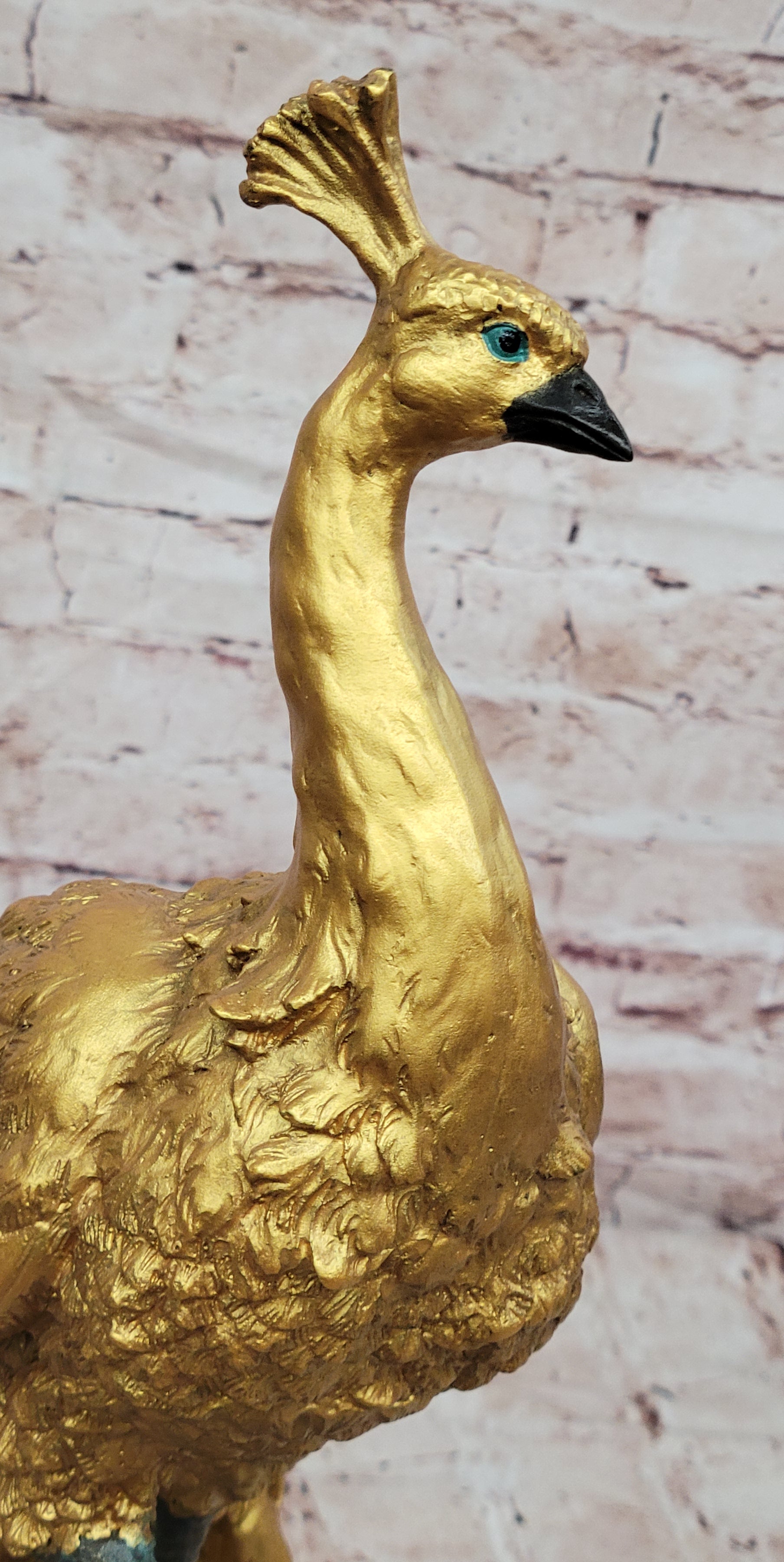 Bronze Peacock Centerpiece Sculpture Signed Milo Bird Statue Collectible Art
