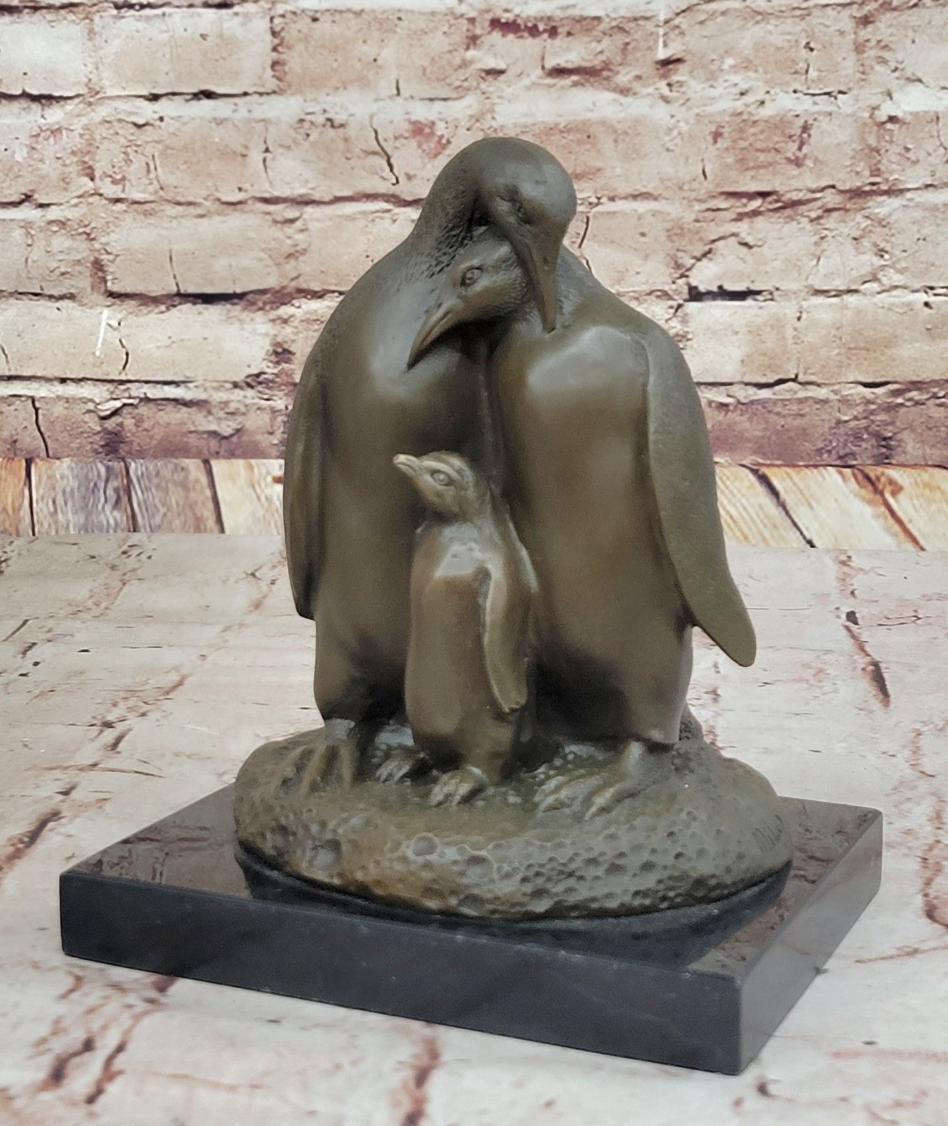 Bronze Sculpture Art Deco Bird Birds Arctic Penguin Family Hot Cast Sale