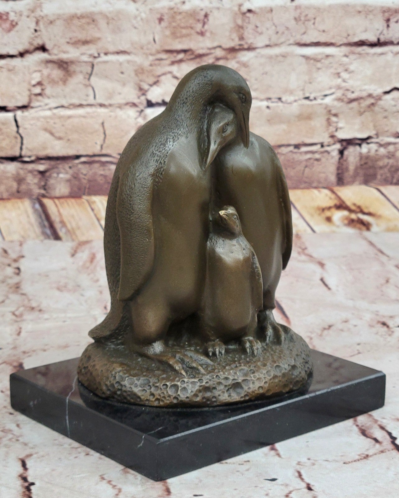 Bronze Sculpture Art Deco Bird Birds Arctic Penguin Family Hot Cast Sale