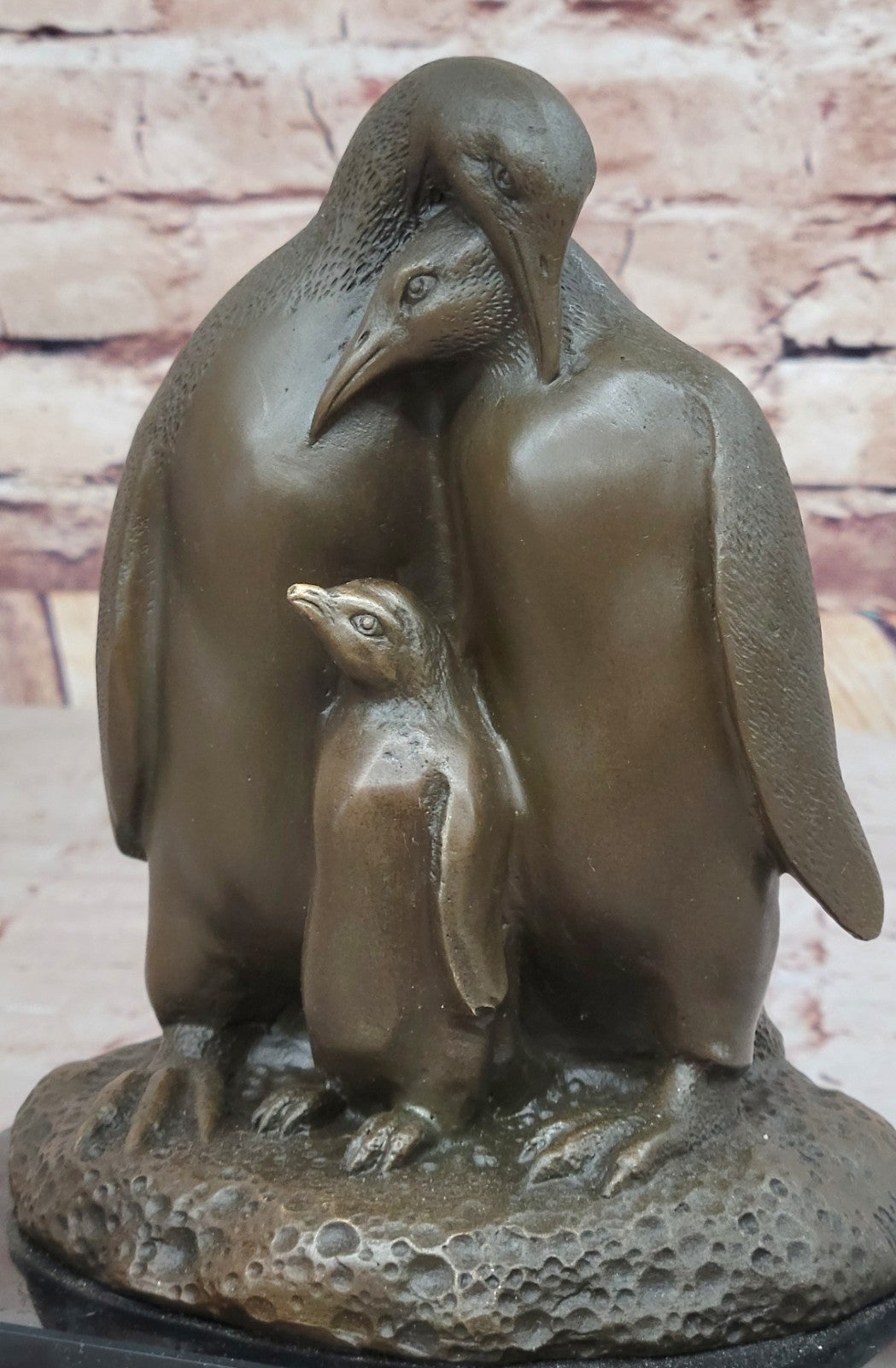 Bronze Sculpture Art Deco Bird Birds Arctic Penguin Family Hot Cast Sale