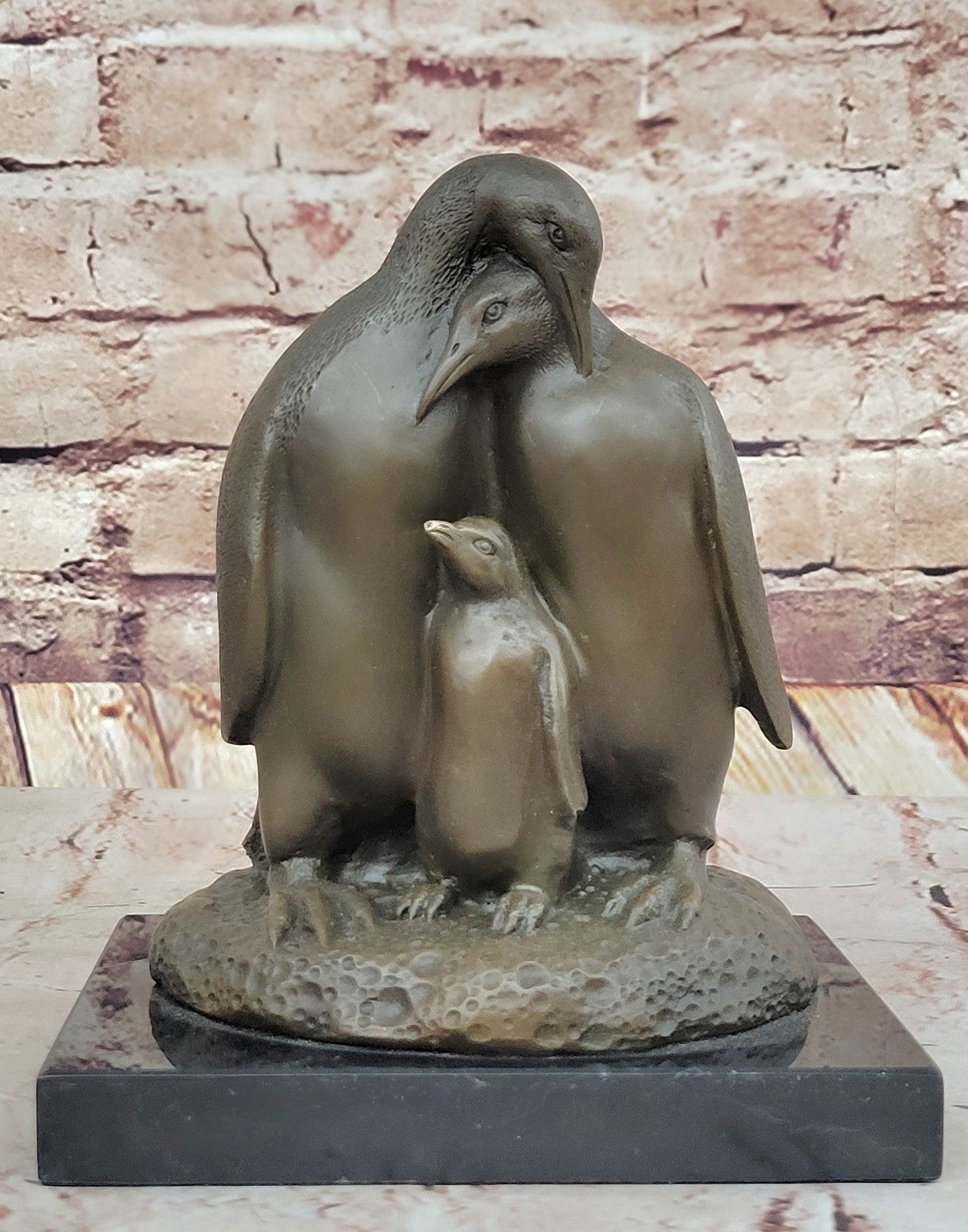 Bronze Sculpture Art Deco Bird Birds Arctic Penguin Family Hot Cast Sale