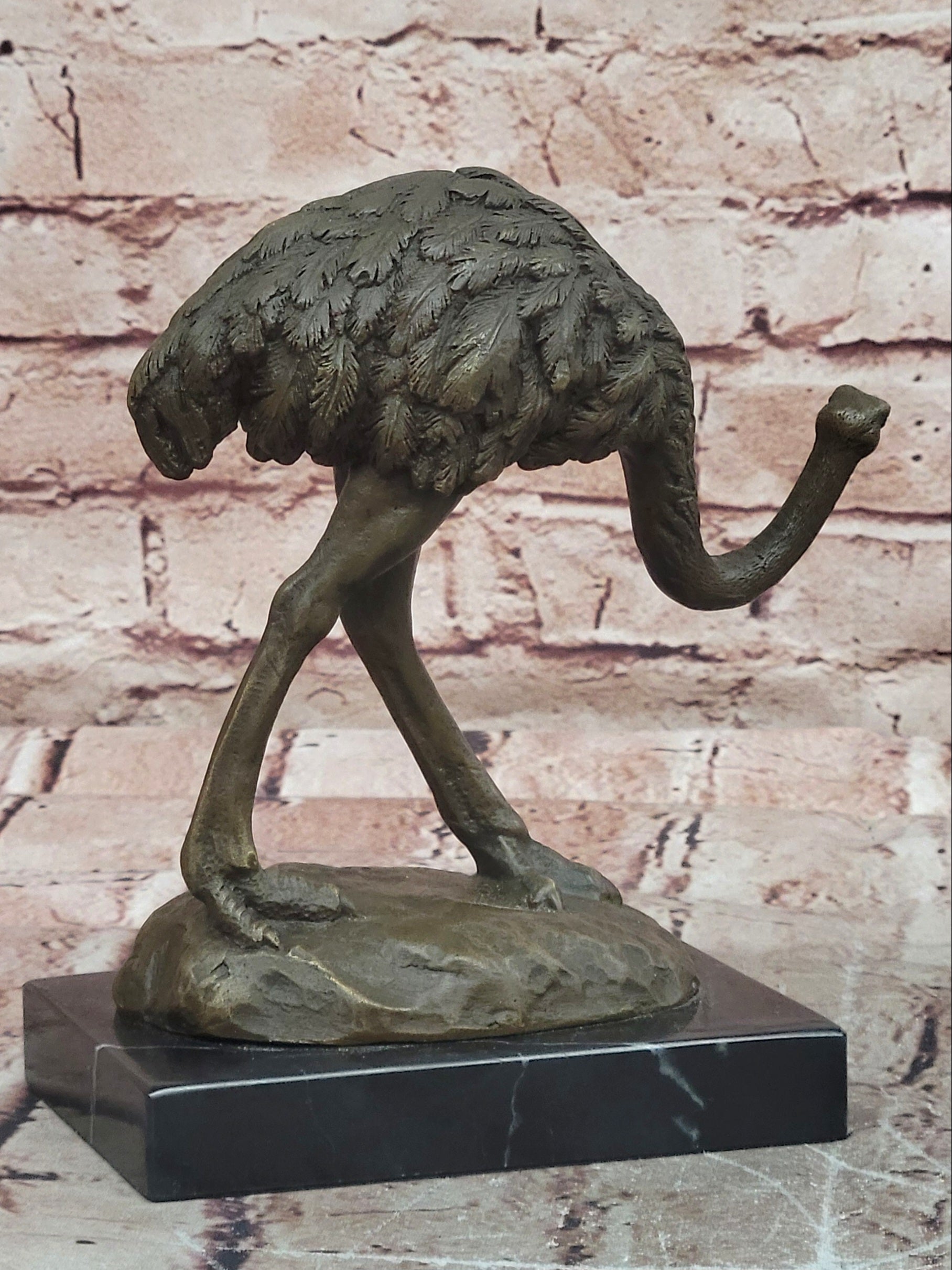 Handcrafted Milo Ostrich Bronze Sculpture Lost Wax Wildlife Artwork
