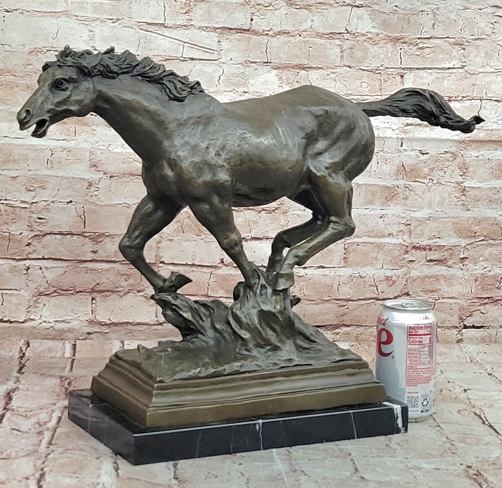 Bronze Wild Horse Sculpture Signed Milo Racing Stallion Statue Decor Art