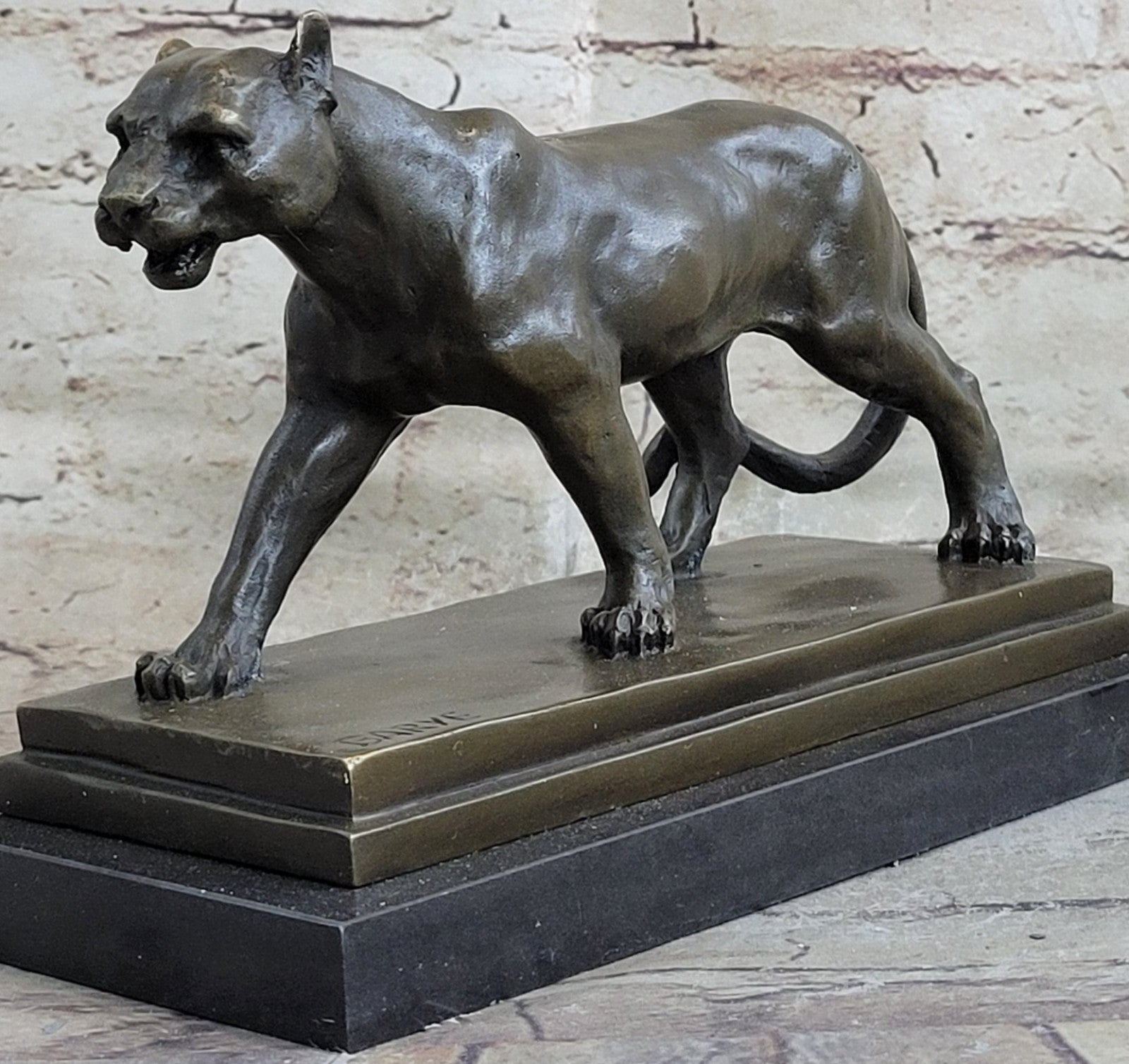 Bronze Sculpture Jaguar Cougar Mountain Lion Hand Made Wildlife Animal Statue