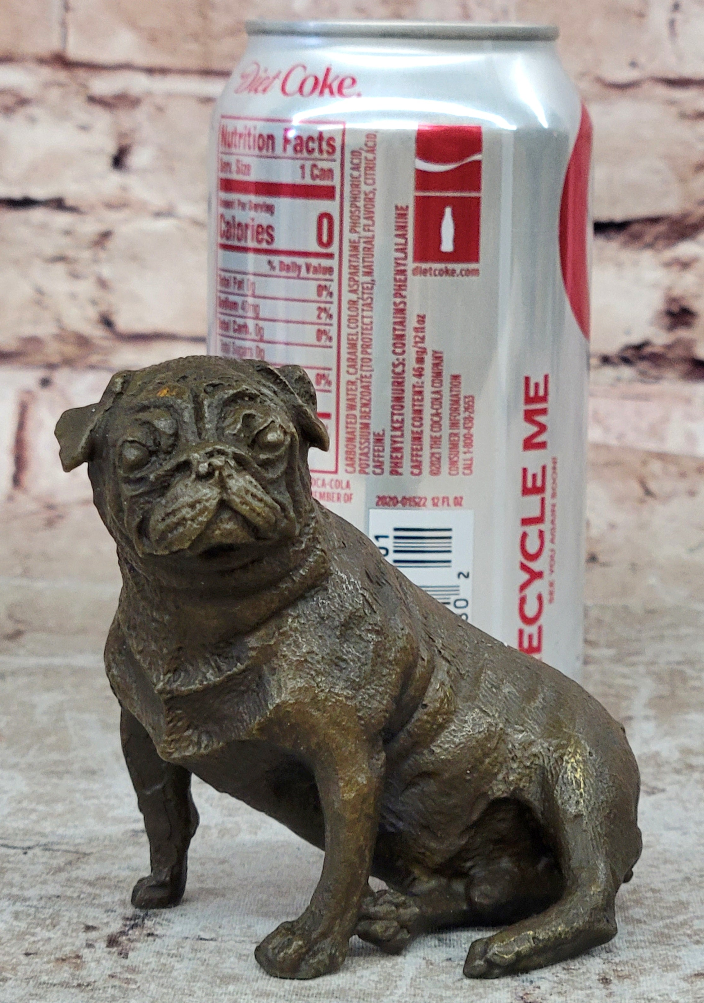 Bronze Sculpture Miniature Paper Holder Pug Dog Hot Cast Figurine Decor Sale