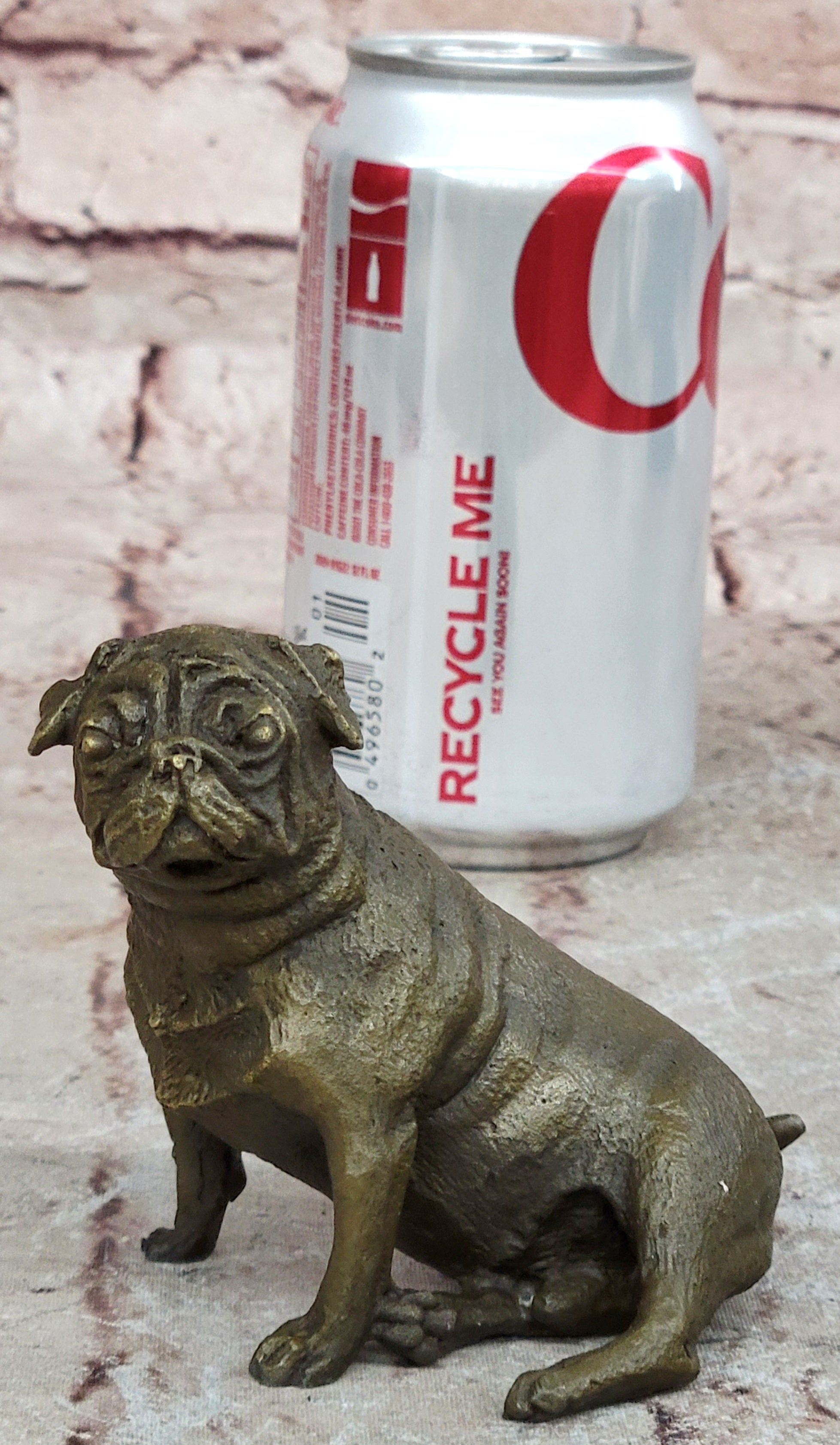 Bronze Sculpture Miniature Paper Holder Pug Dog Hot Cast Figurine Decor Sale