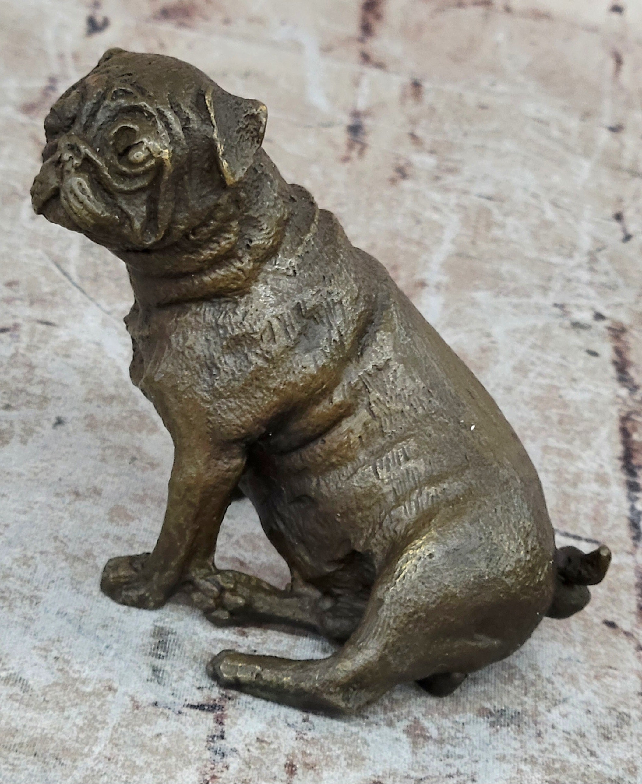 Bronze Sculpture Miniature Paper Holder Pug Dog Hot Cast Figurine Decor Sale