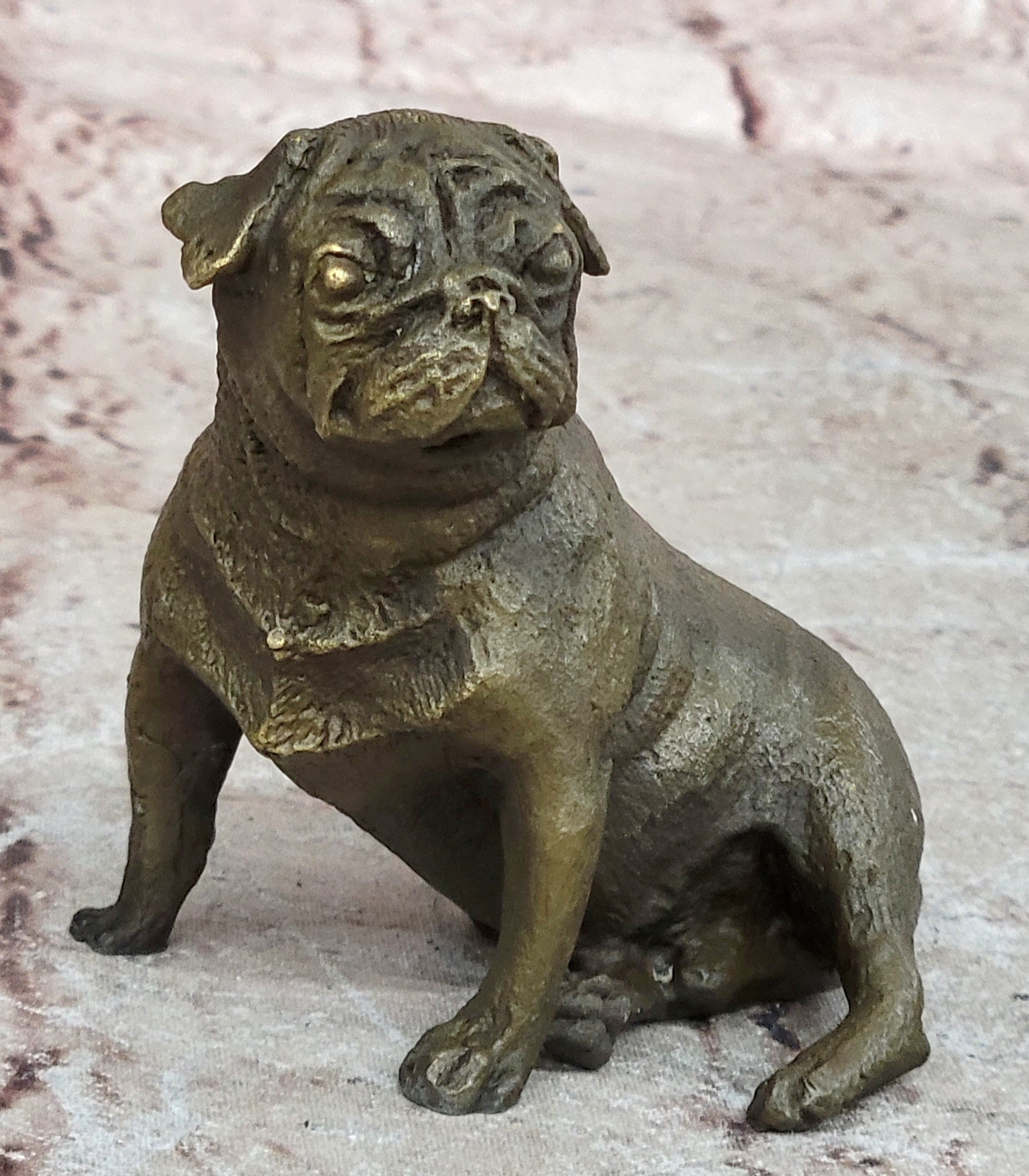 Bronze Sculpture Miniature Paper Holder Pug Dog Hot Cast Figurine Decor Sale