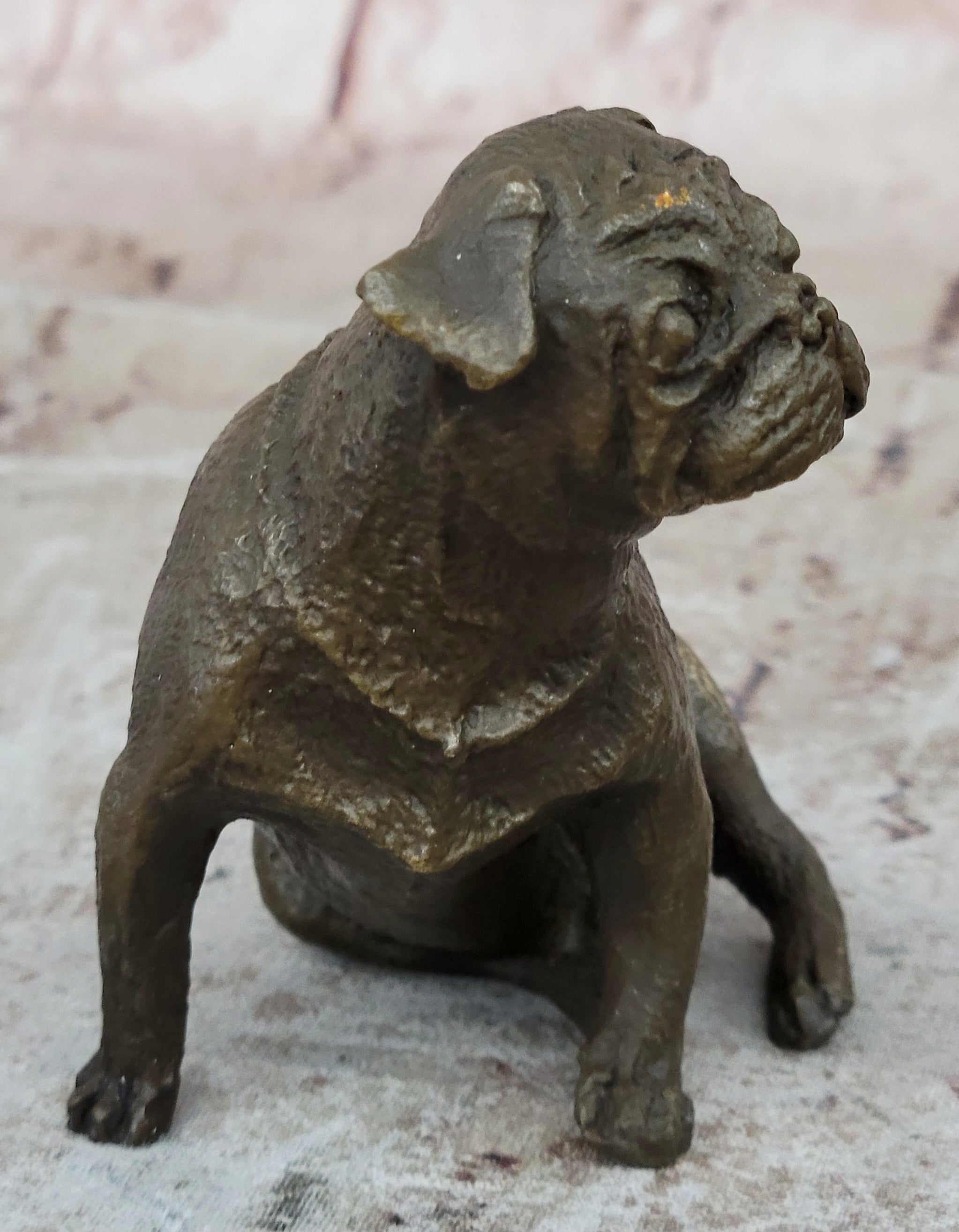 Bronze Sculpture Miniature Paper Holder Pug Dog Hot Cast Figurine Decor Sale