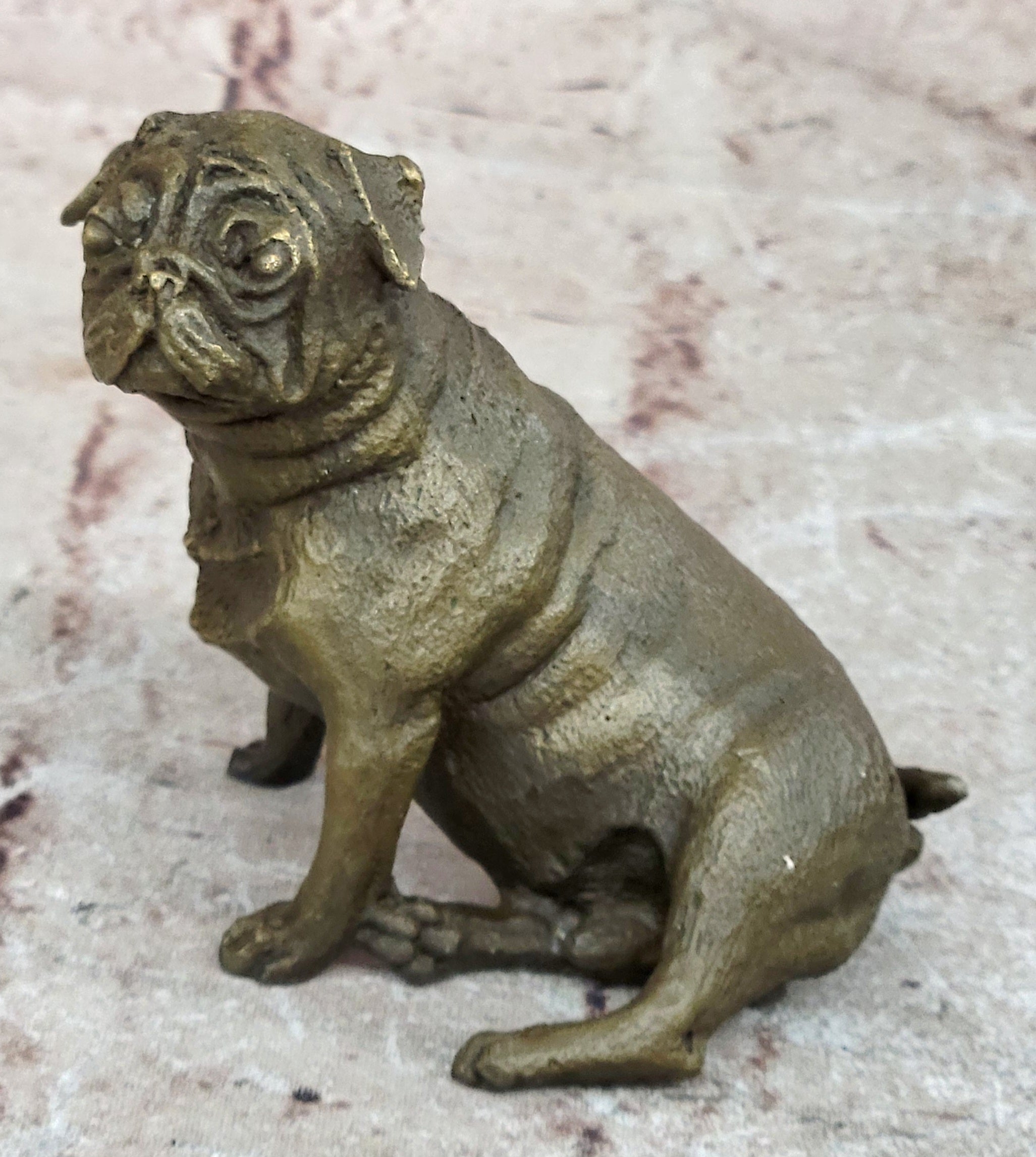 Bronze Sculpture Miniature Paper Holder Pug Dog Hot Cast Figurine Decor Sale