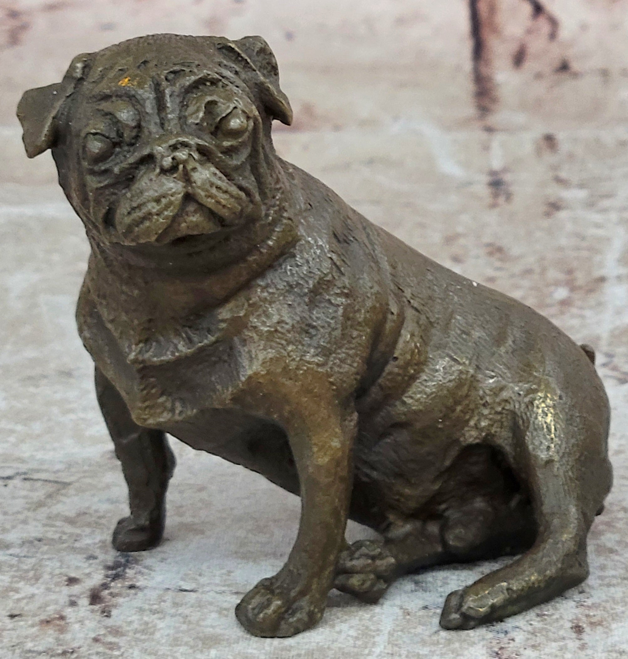 Bronze Sculpture Miniature Paper Holder Pug Dog Hot Cast Figurine Decor Sale