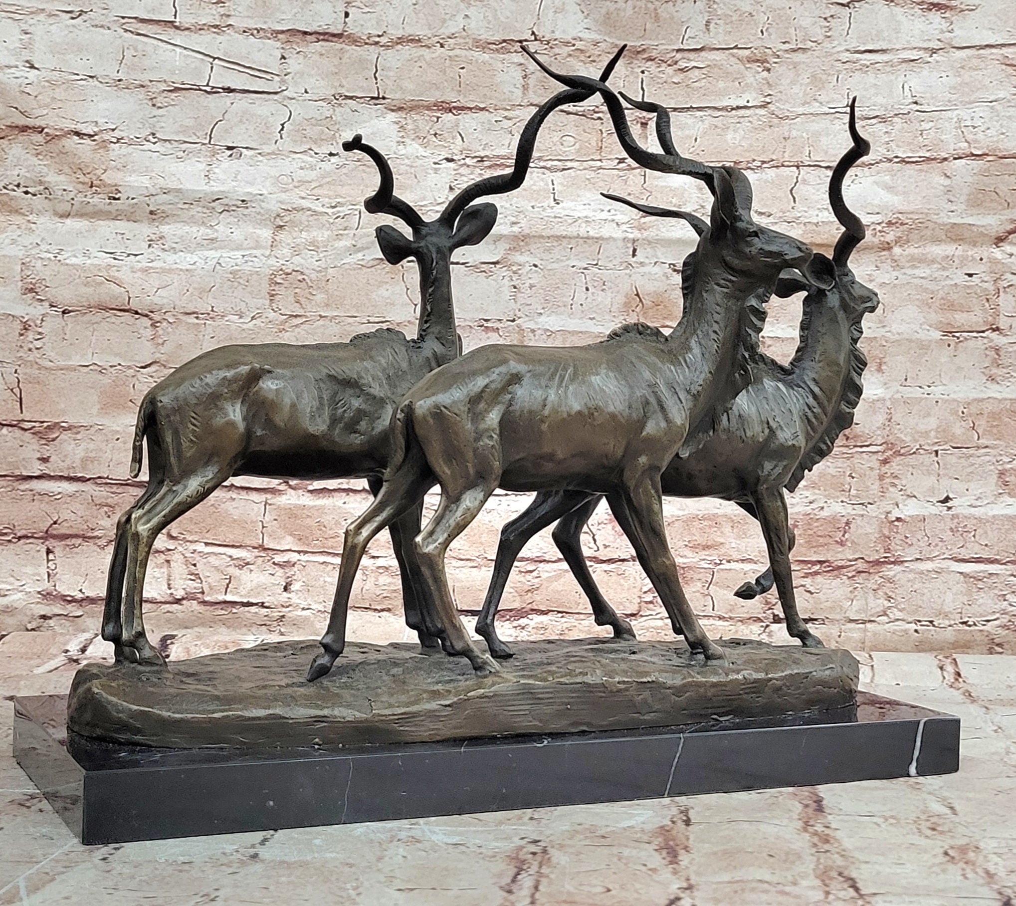 Miguel Lopez`s Hot Cast Bronze Gazelle Statue - Fine Art Collectible Sculpture