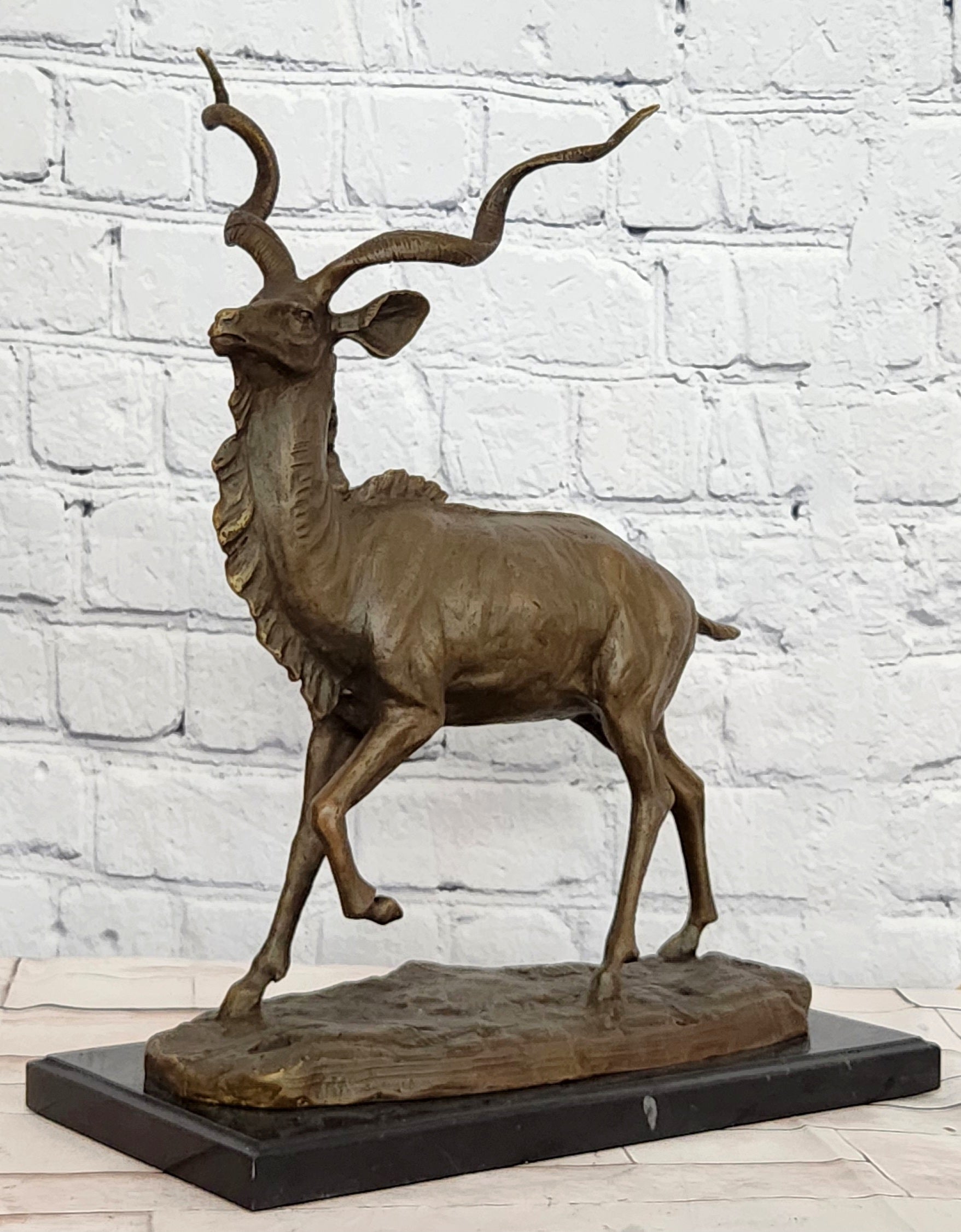 Signed Original Milo Wildlife Animal African Kudu Bronze Sculpture Statue Decor