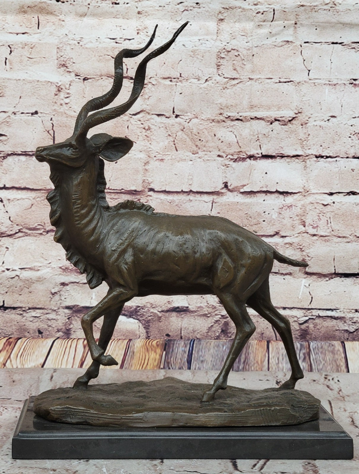 Signed Original Milo Wildlife Animal African Kudu Bronze Sculpture Statue Decor