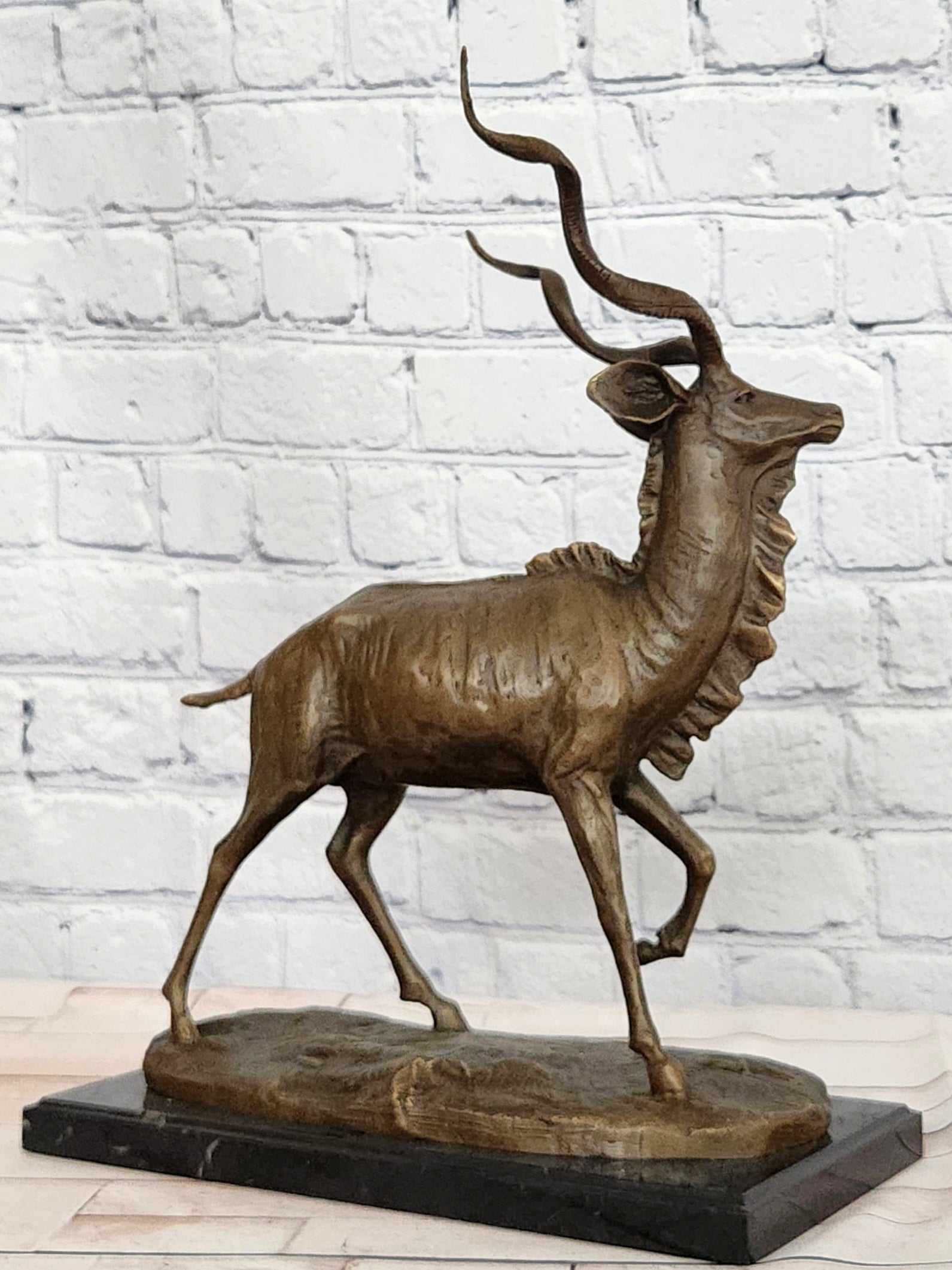 Signed Original Milo Wildlife Animal African Kudu Bronze Sculpture Statue Decor