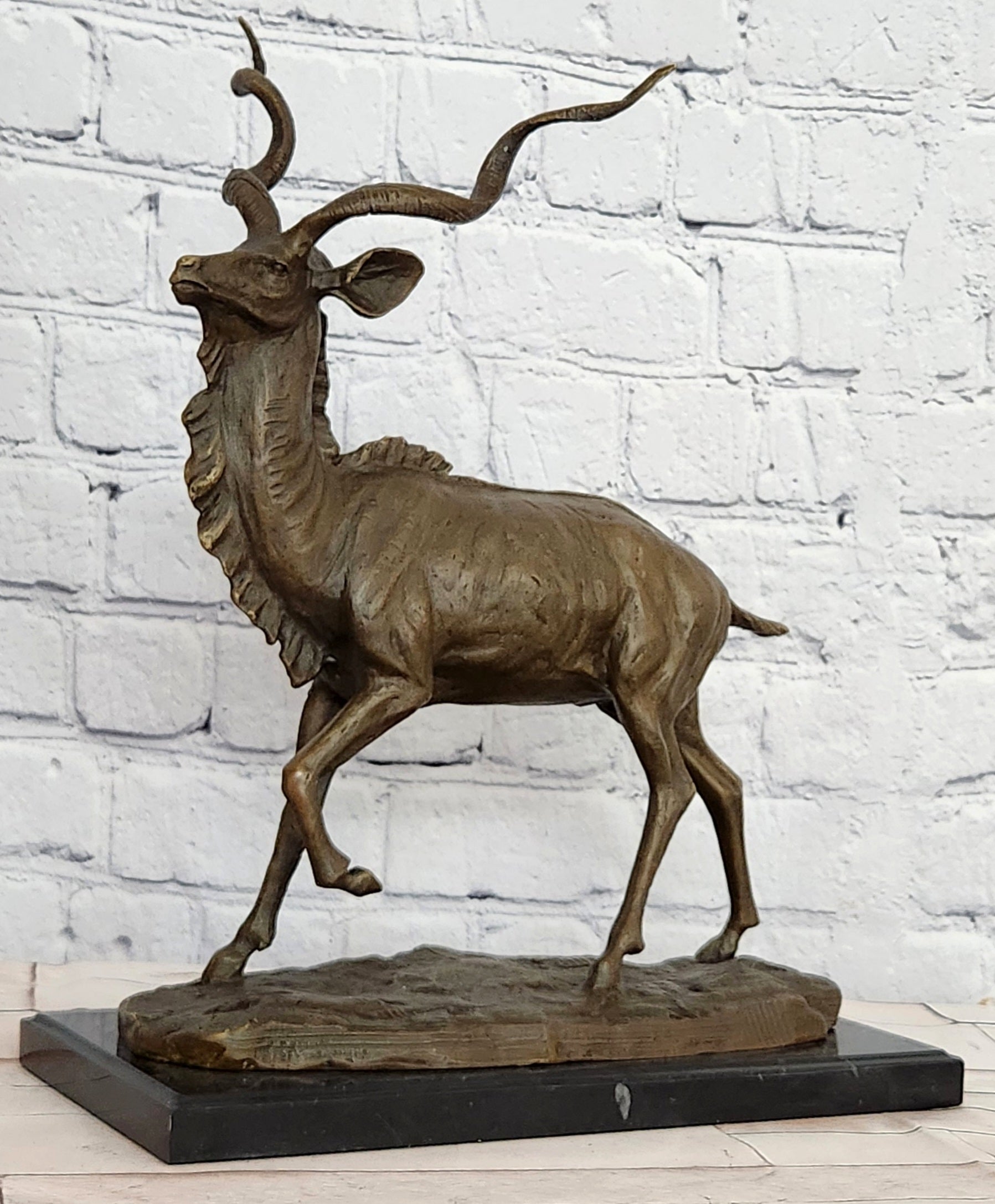 Signed Original Milo Wildlife Animal African Kudu Bronze Sculpture Statue Decor