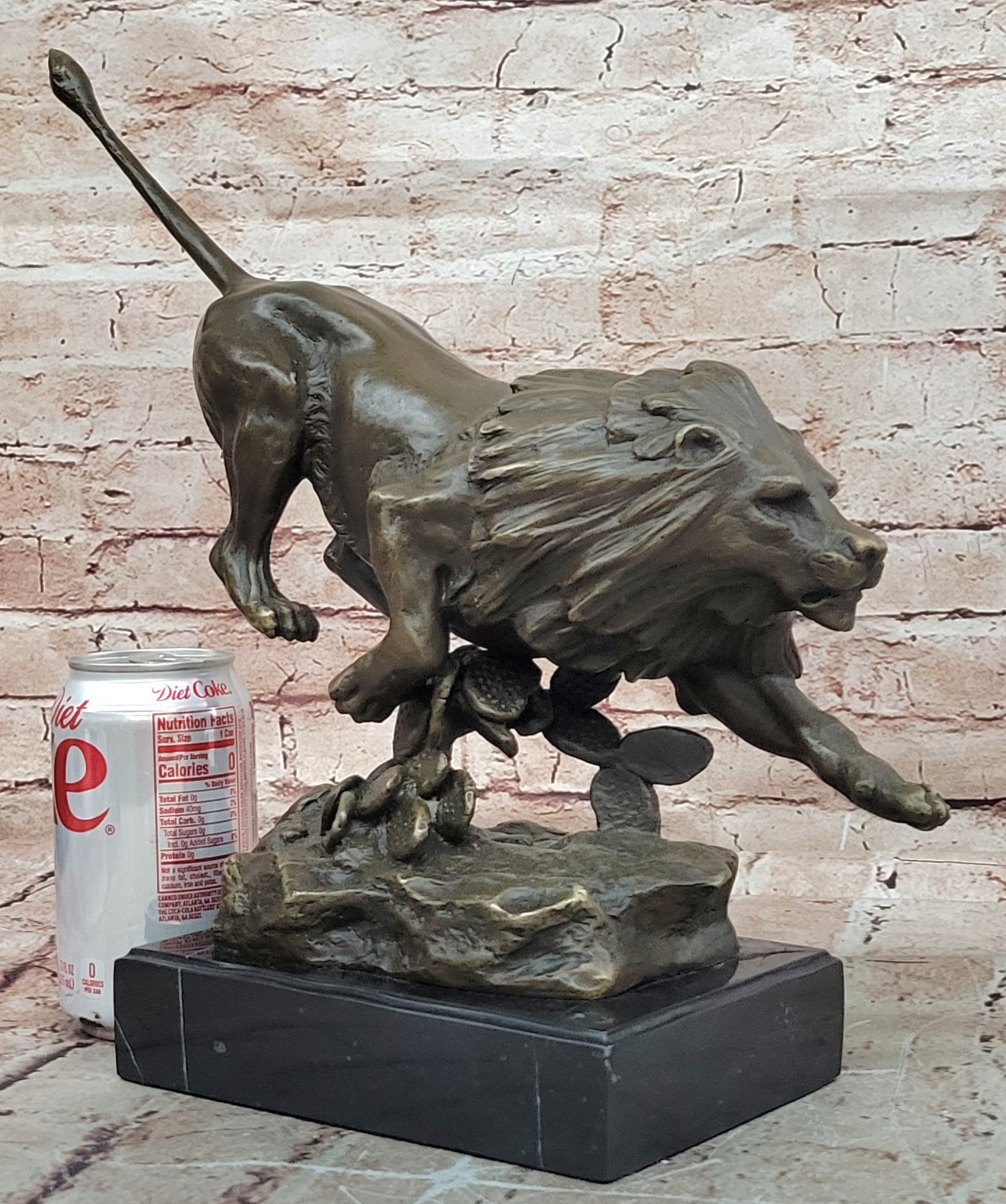 King of the Jungle Running Lion Signed Gerome Bronze Sculpture Statue