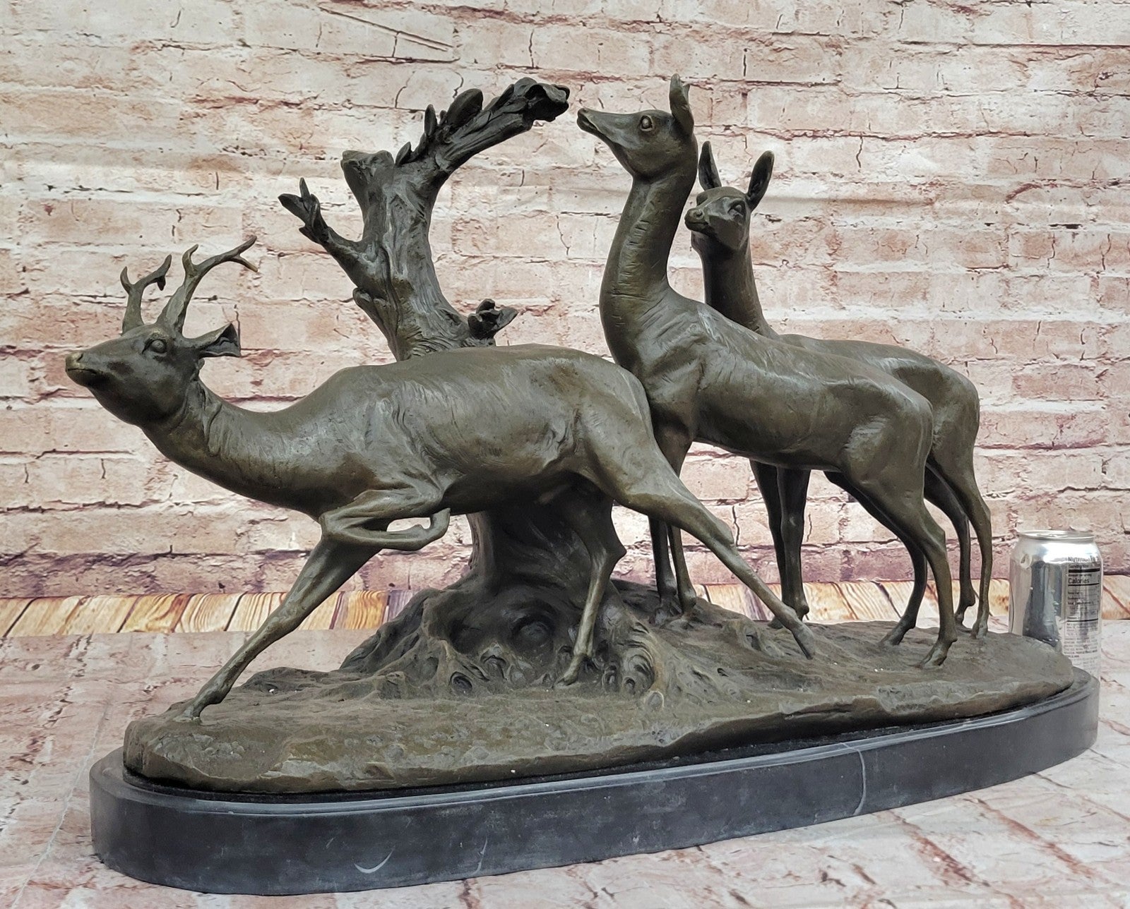 Fiot Signed Bronze Sculpture - Stag & Two Doe Wildlife Animal Artwork