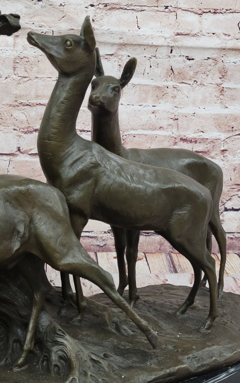 Fiot Signed Bronze Sculpture - Stag & Two Doe Wildlife Animal Artwork