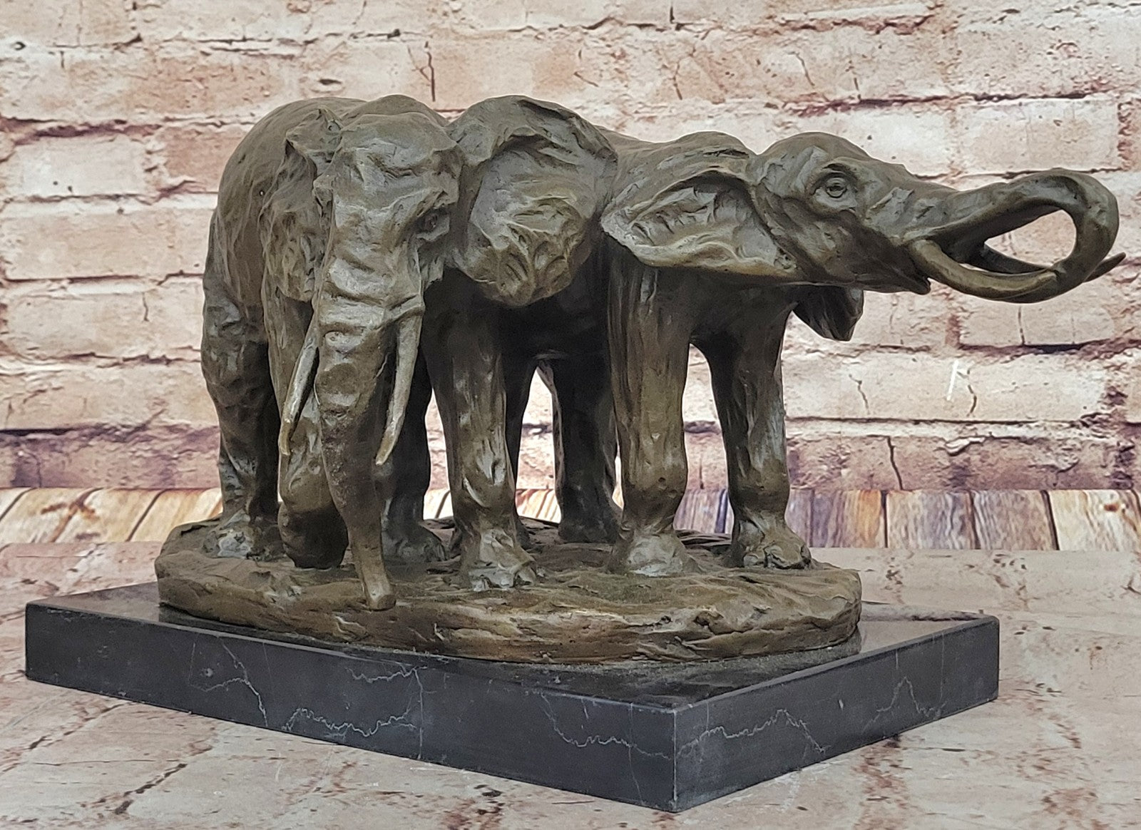 Bronze Sculpture Art Deco Walking Happy Elephants Bronze Sculpture Home Decor