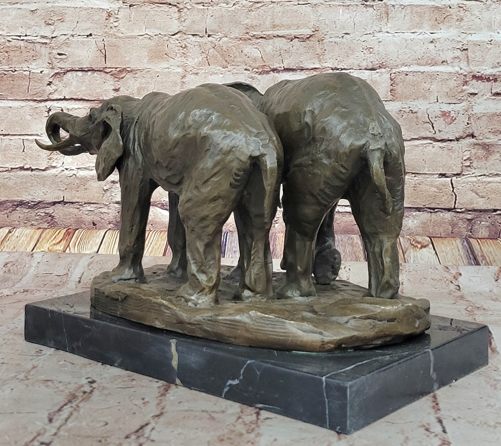 Bronze Sculpture Art Deco Walking Happy Elephants Bronze Sculpture Home Decor