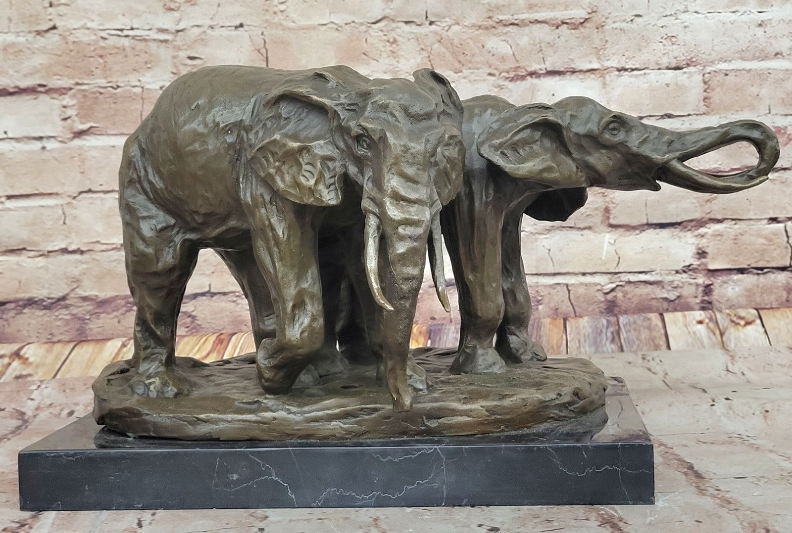 Bronze Sculpture Art Deco Walking Happy Elephants Bronze Sculpture Home Decor