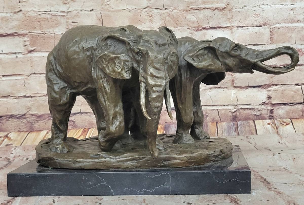 Bronze Sculpture Art Deco Walking Happy Elephants Bronze Sculpture Home Decor