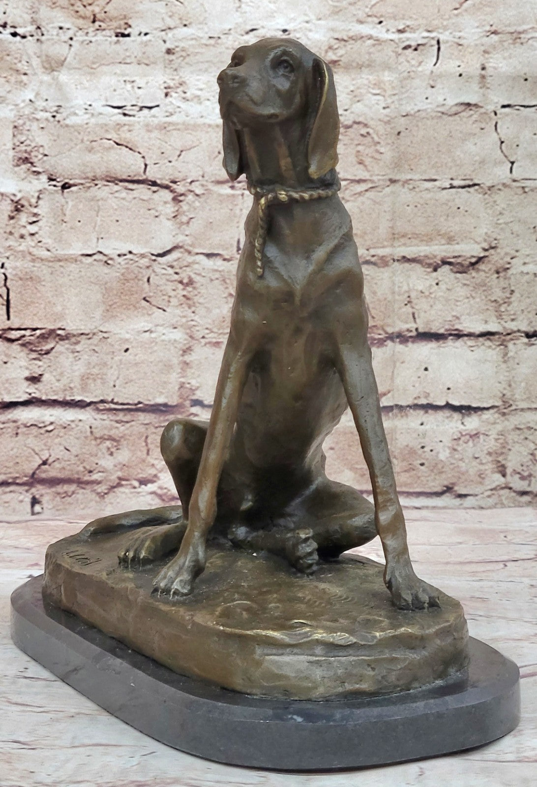 Vintage Bassett Hound Dog Figurine on Base Heavy Bronze Made in Europe By Cail