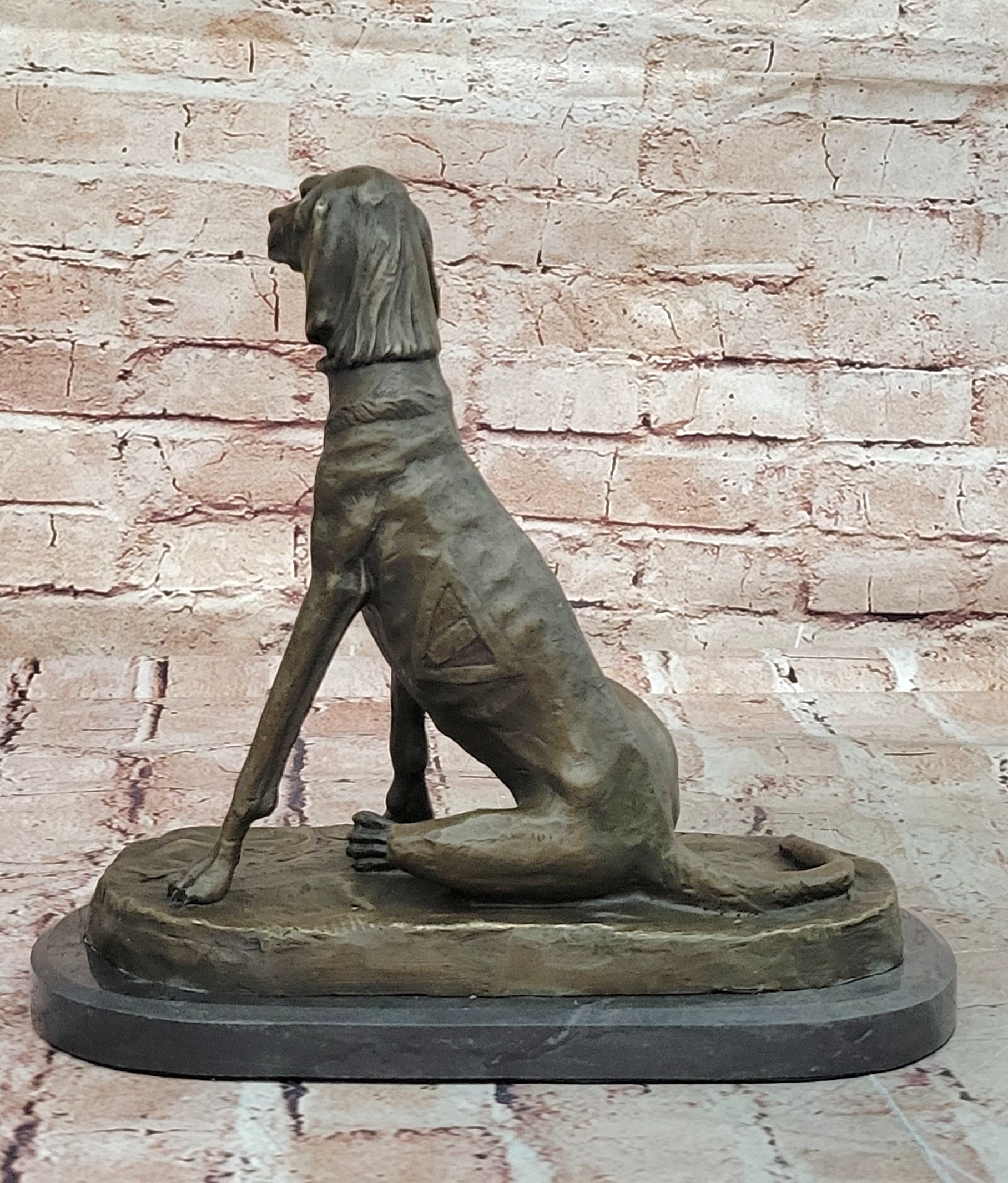 Vintage Bassett Hound Dog Figurine on Base Heavy Bronze Made in Europe By Cail
