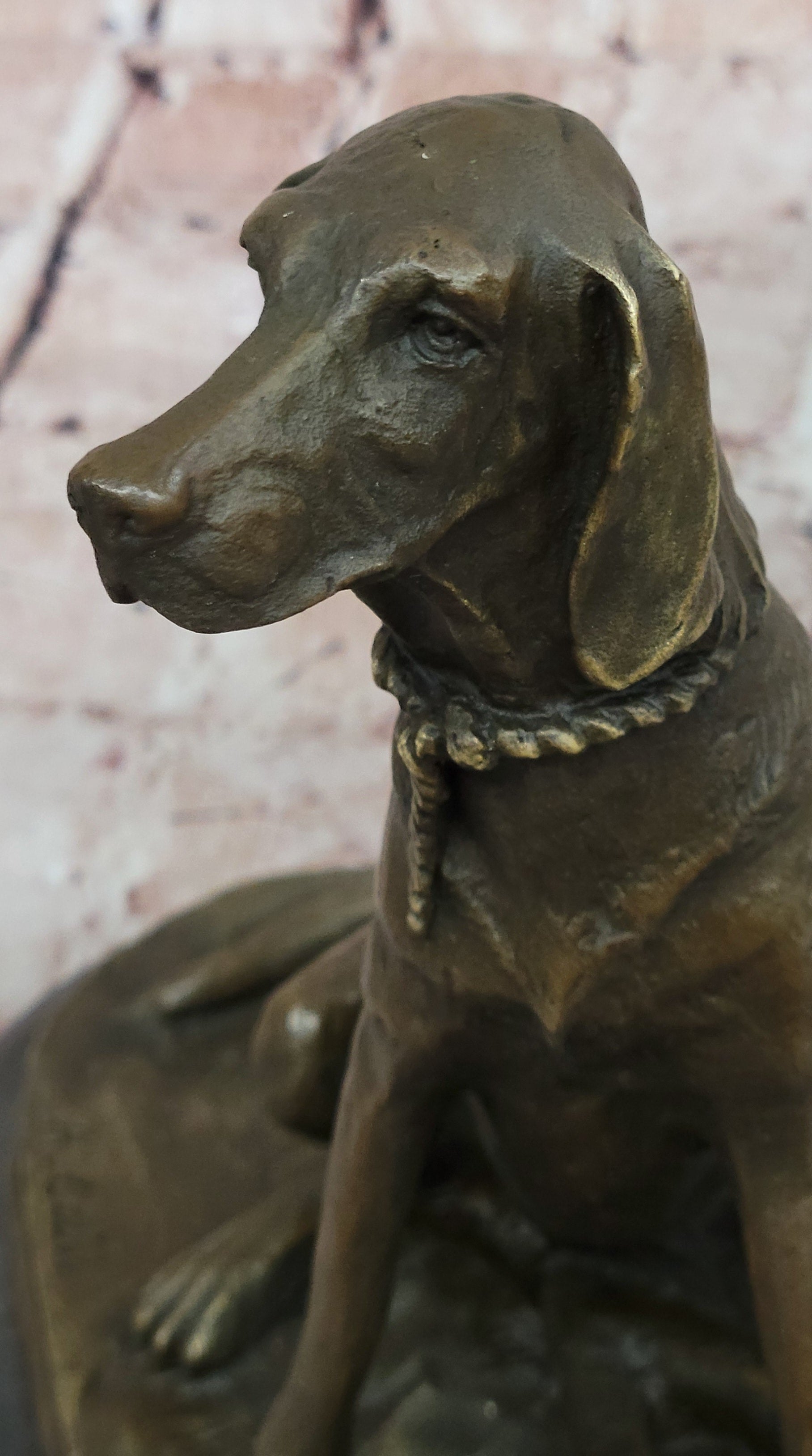 Vintage Bassett Hound Dog Figurine on Base Heavy Bronze Made in Europe By Cail