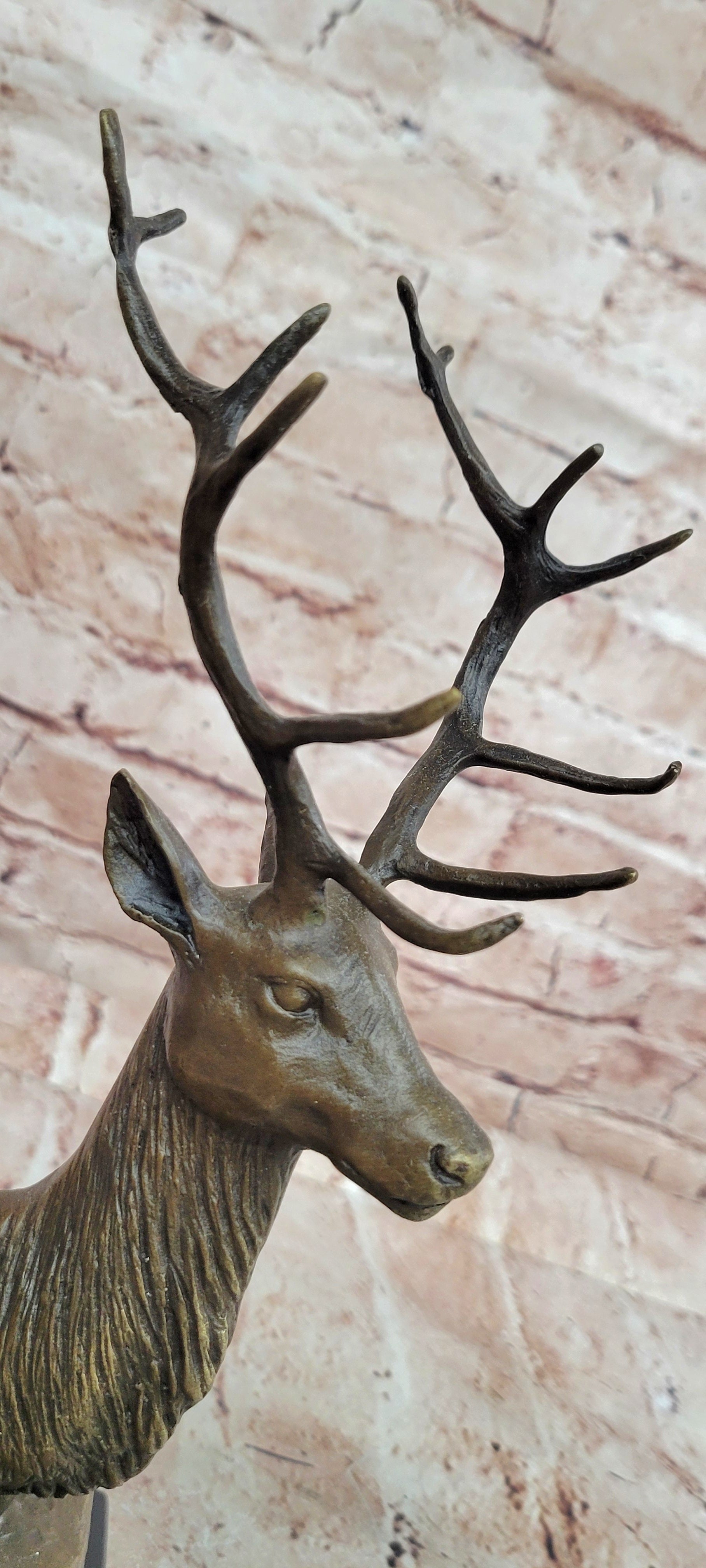 P. Lecourtier Bronze Sitting Deer Elk Stag Sculpture Hot Cast Home Office Decor