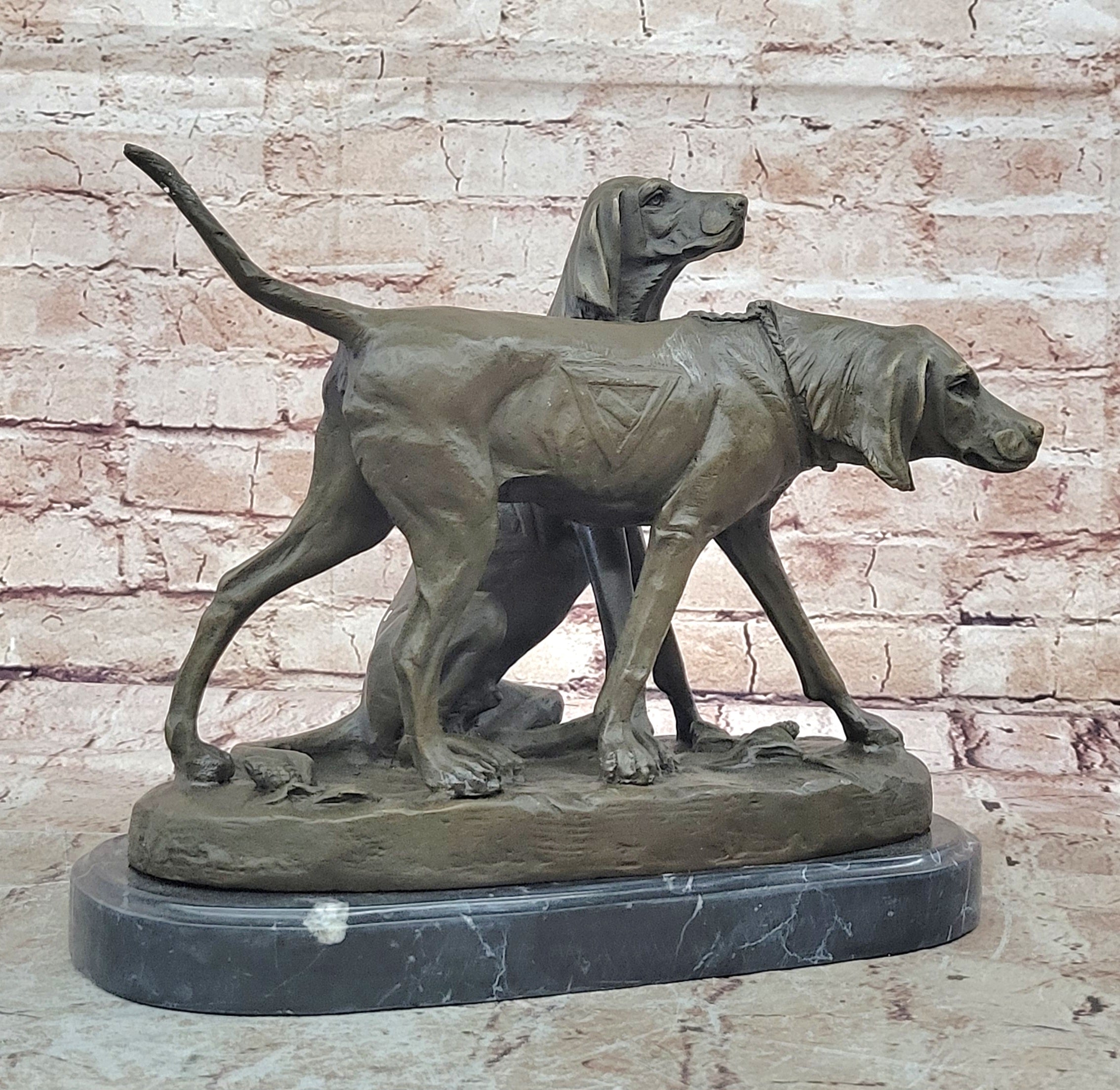 Handcrafted bronze sculpture SALE Dogs Hunting Signed Hot Cast Figurine Figure