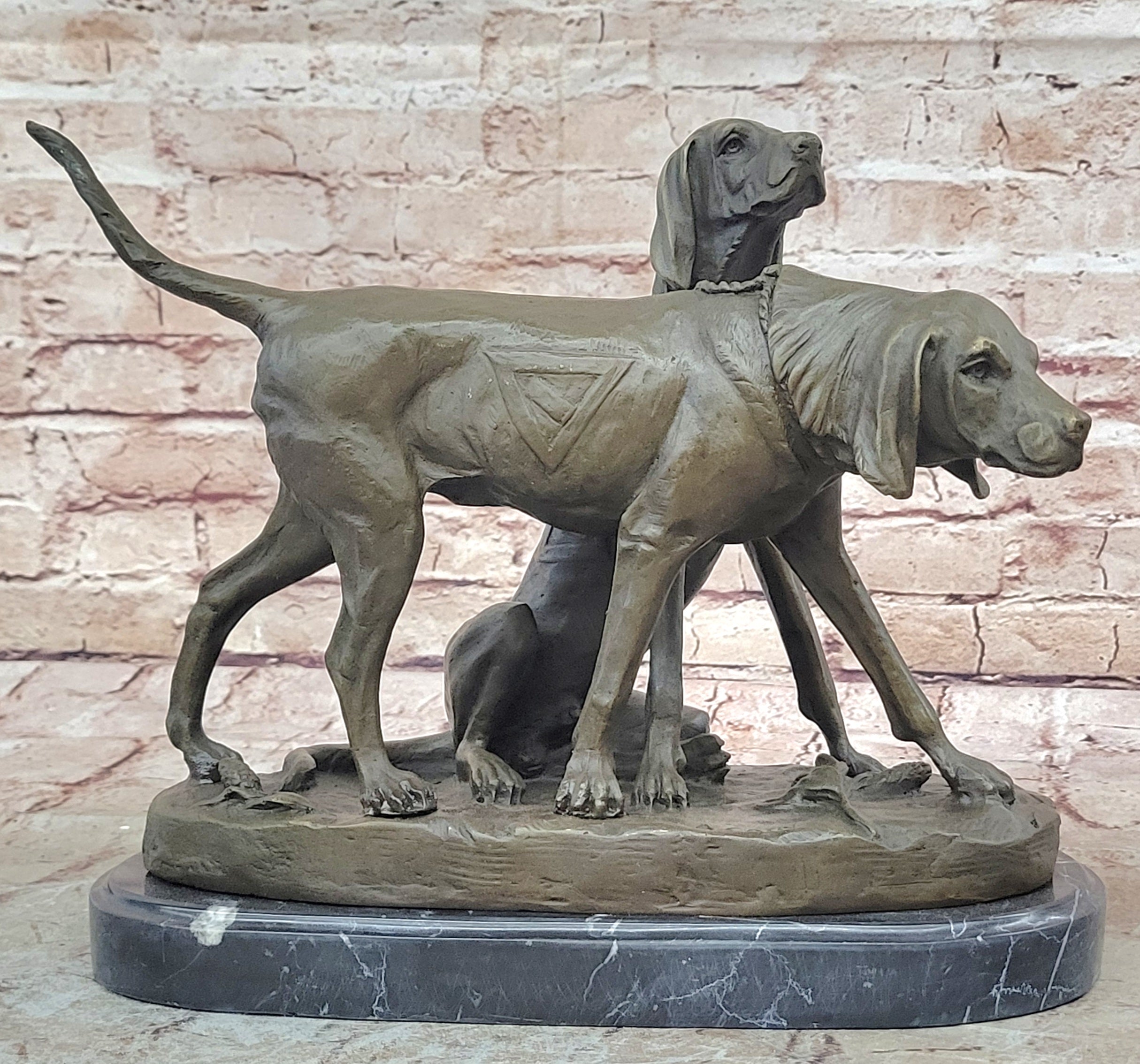 Handcrafted bronze sculpture SALE Dogs Hunting Signed Hot Cast Figurine Figure