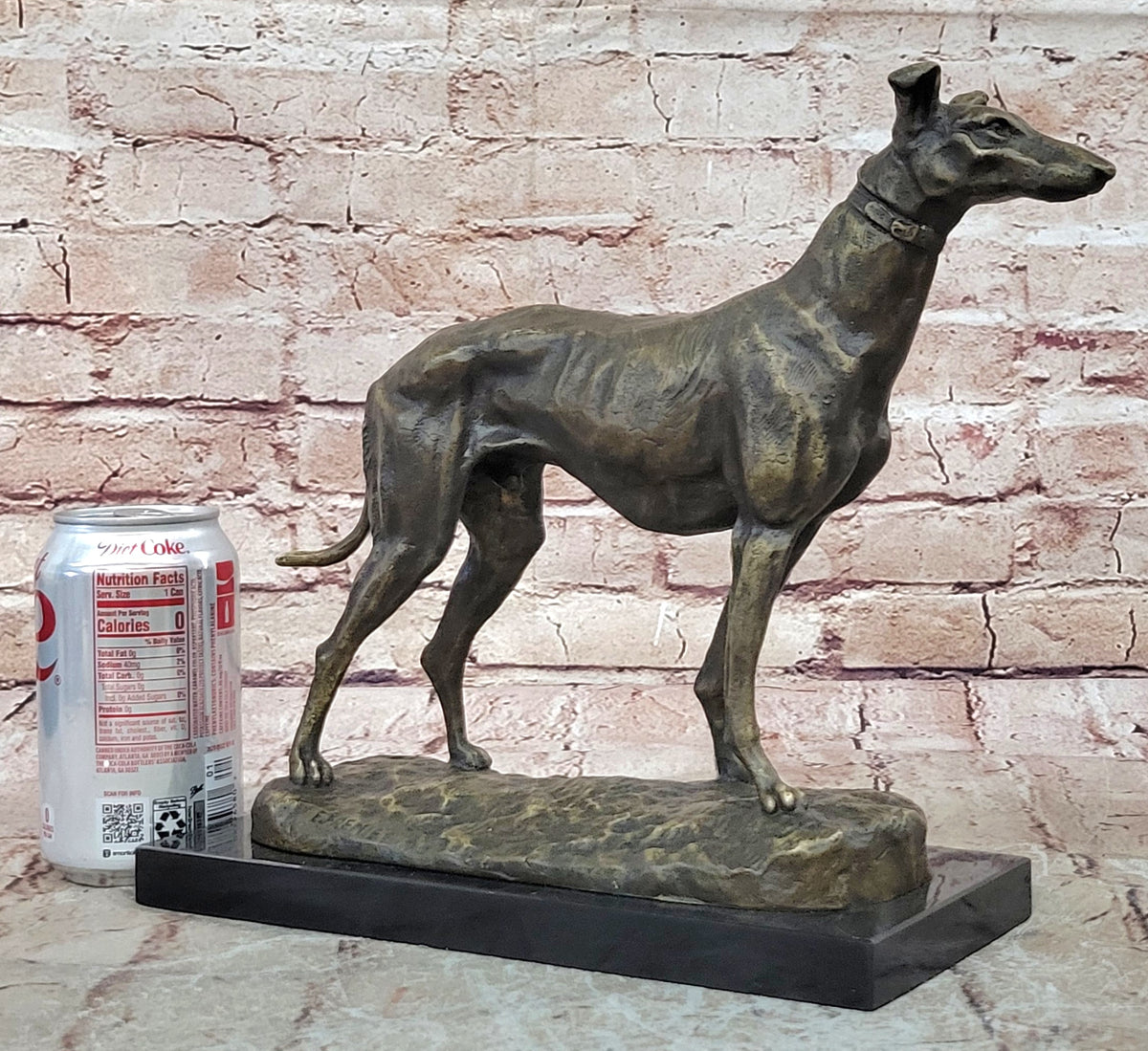 Handcrafted Detailed Greyhound Dog Bronze Sculpture Figurine Figure Decor Gift