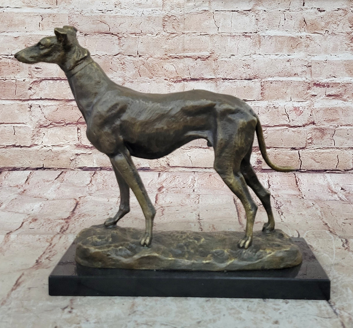 Handcrafted Detailed Greyhound Dog Bronze Sculpture Figurine Figure Decor Gift