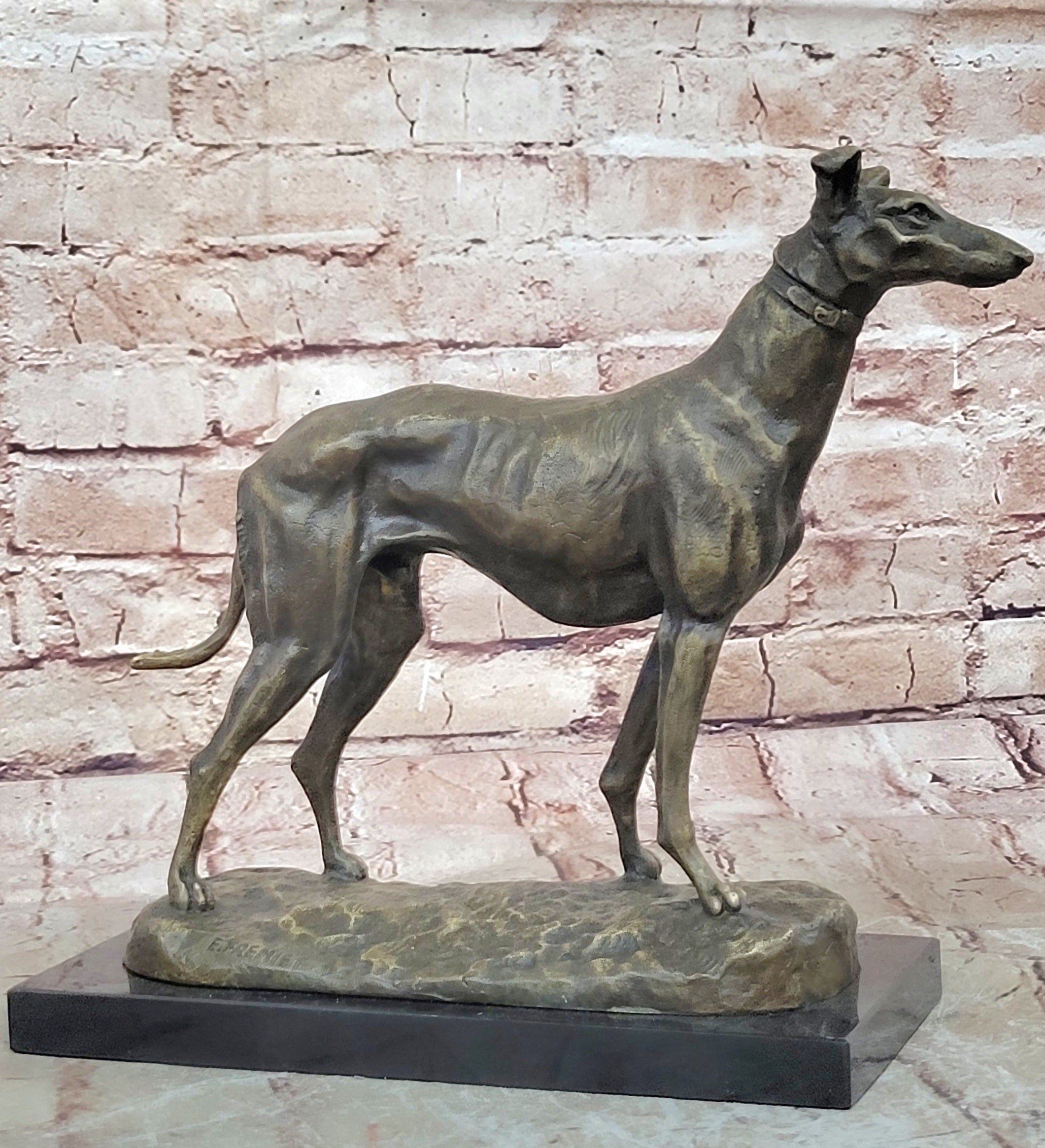 Handcrafted Detailed Greyhound Dog Bronze Sculpture Figurine Figure Decor Gift