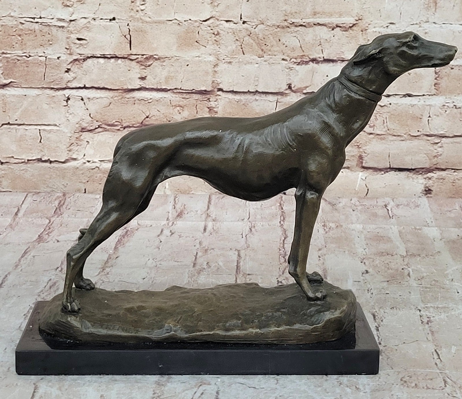 LARGE RARE bronze brass Greyhound Whippet Dog statue unique vintage sculpture