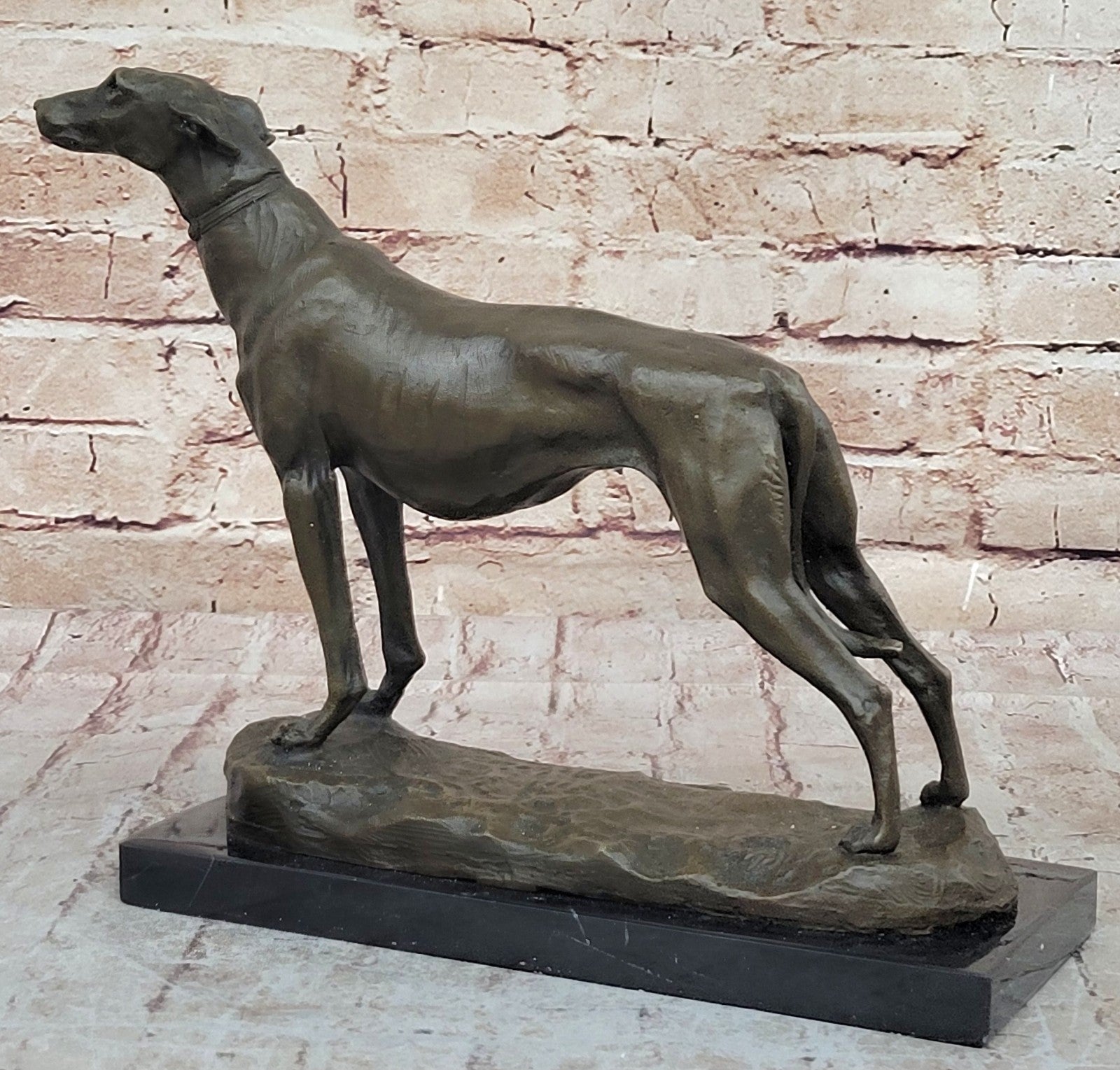 LARGE RARE bronze brass Greyhound Whippet Dog statue unique vintage sculpture