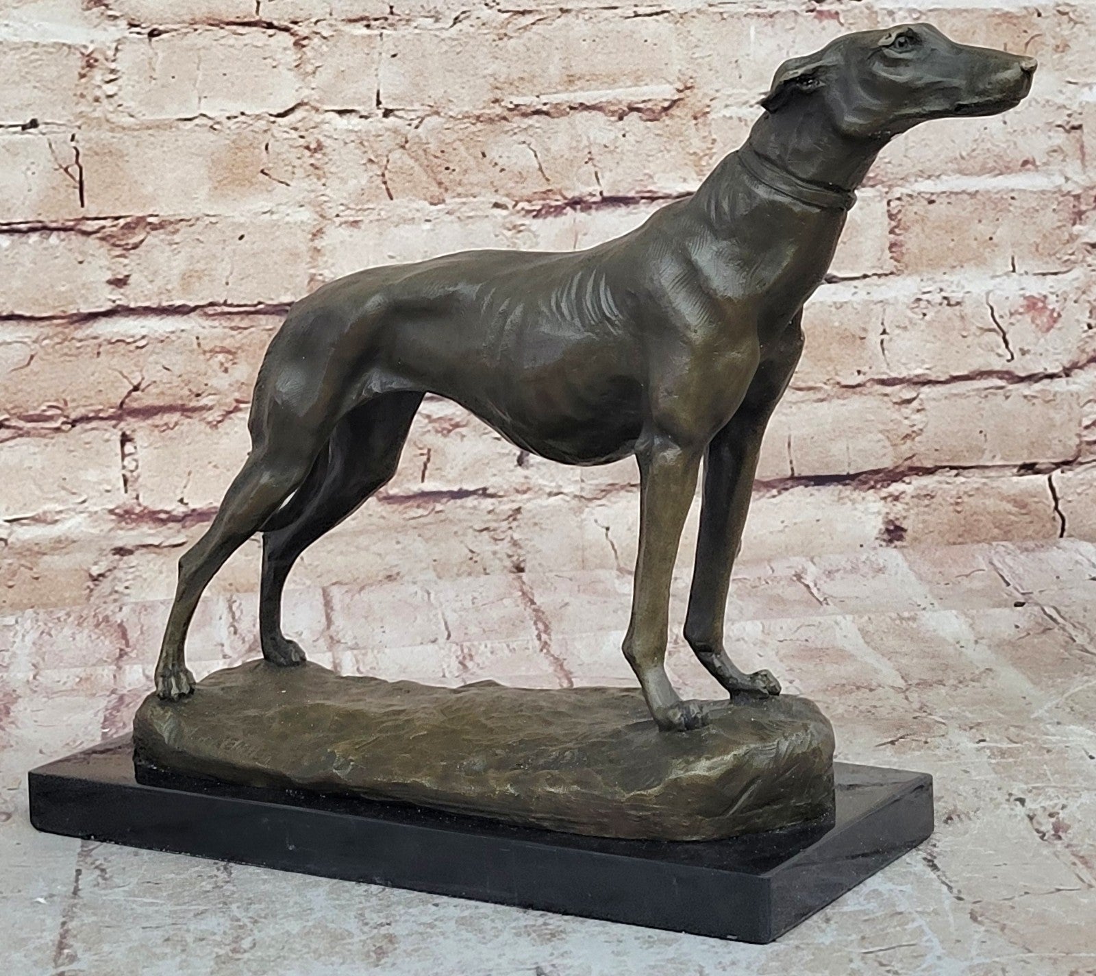 LARGE RARE bronze brass Greyhound Whippet Dog statue unique vintage sculpture